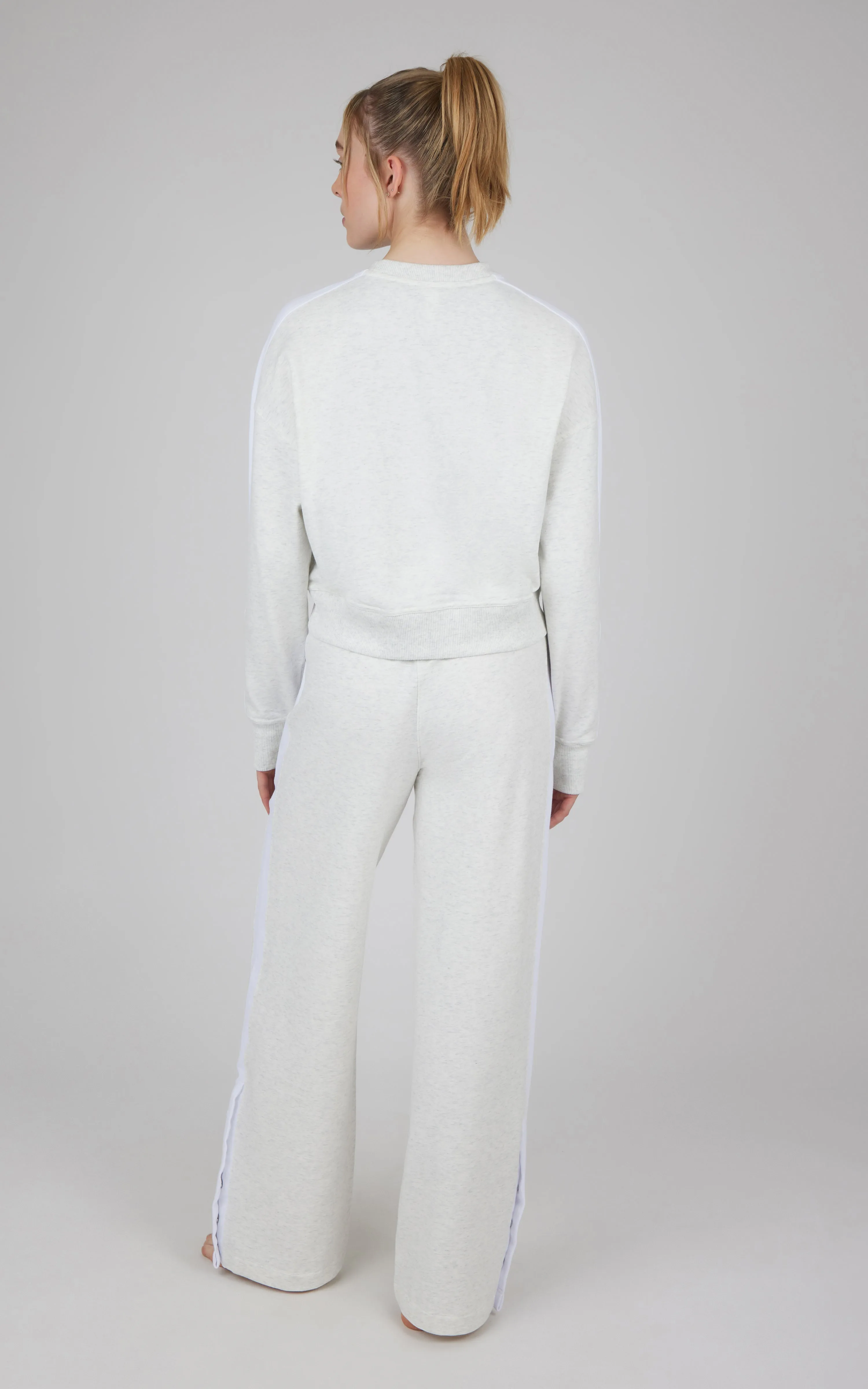 2 PC Cloud Plush Sweatshirt and Wide Leg  Snap Bottom Pant Set