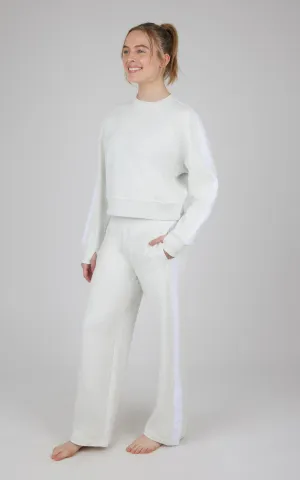2 PC Cloud Plush Sweatshirt and Wide Leg  Snap Bottom Pant Set