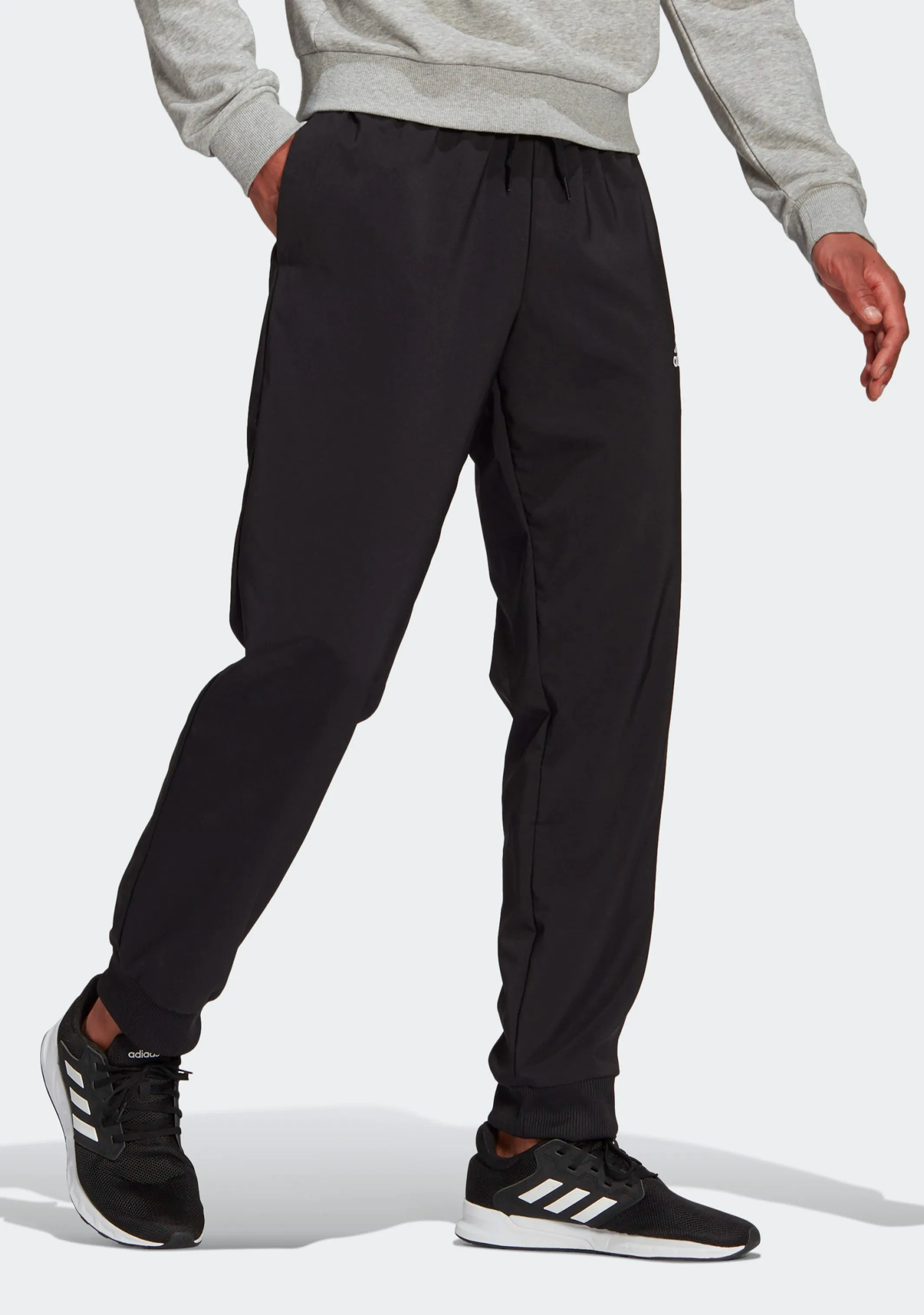 Adidas Men's Aeroready Essentials Stanford Tapered Cuff Embroidered Small Logo Pants Black