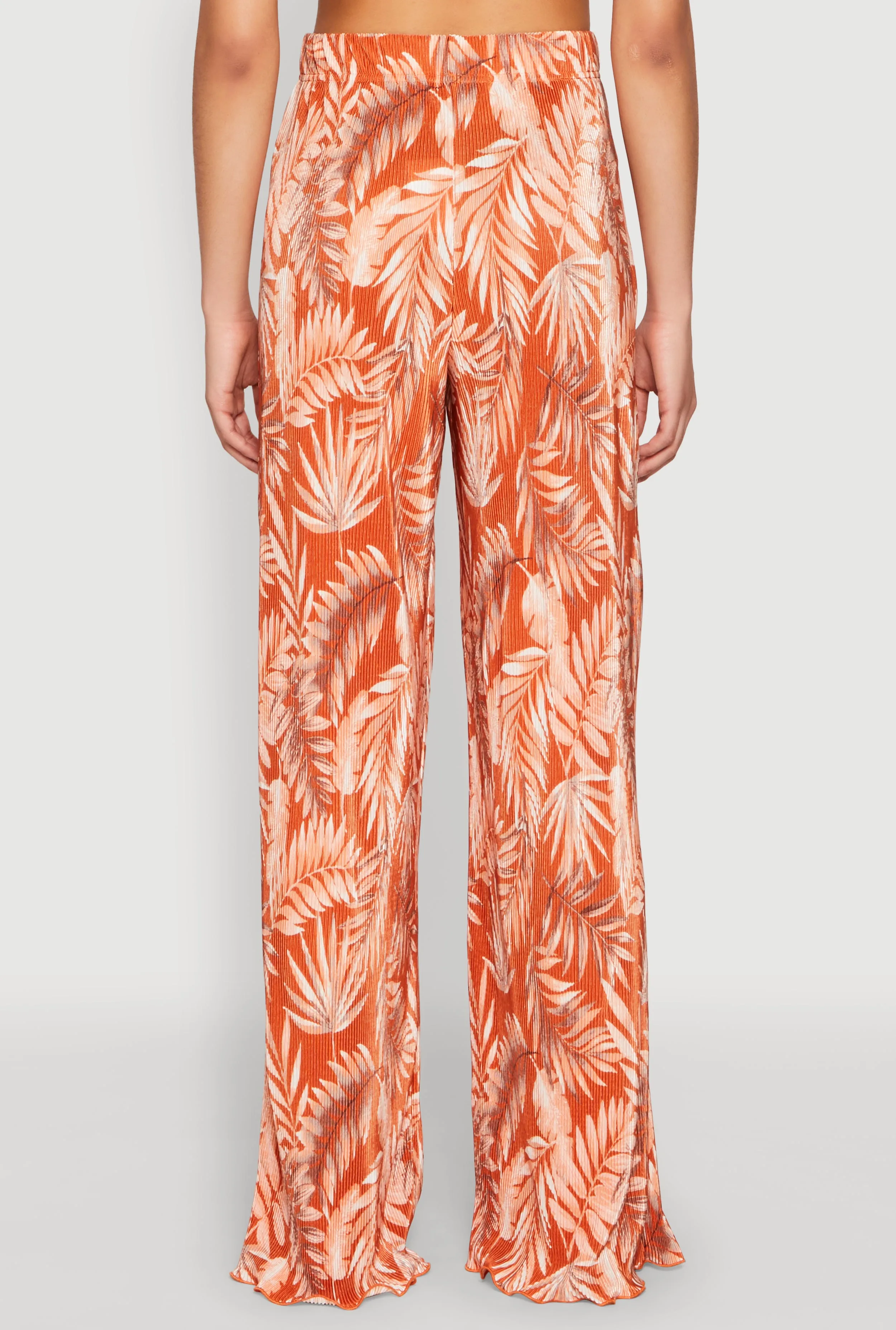 Almost Famous Plisse Leaf Print Pants