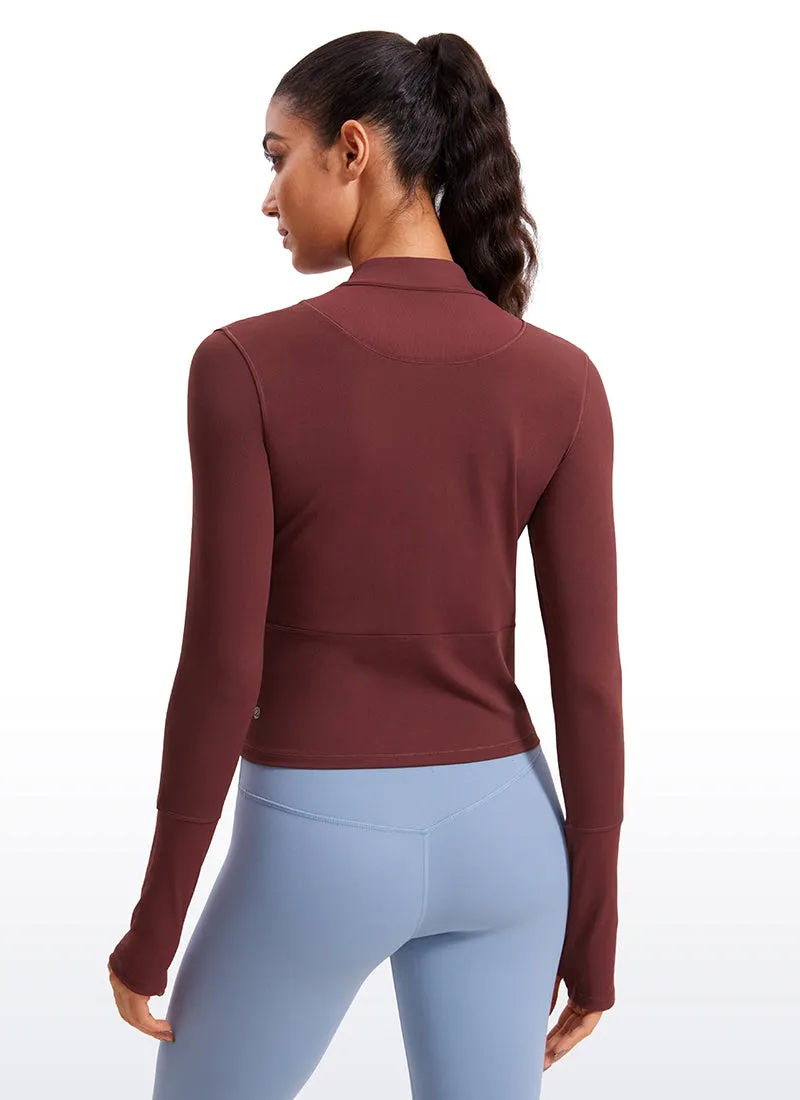 Brushed Half-Zip Long Sleeve Cropped