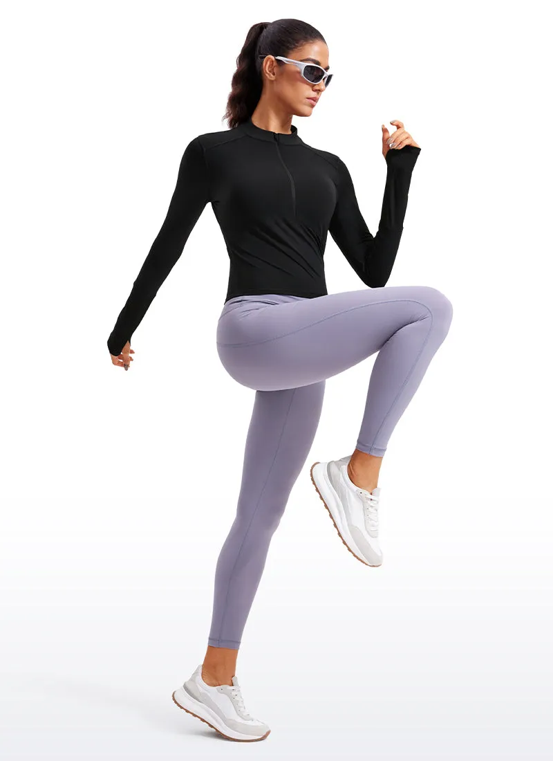 Brushed Half-Zip Long Sleeve Cropped