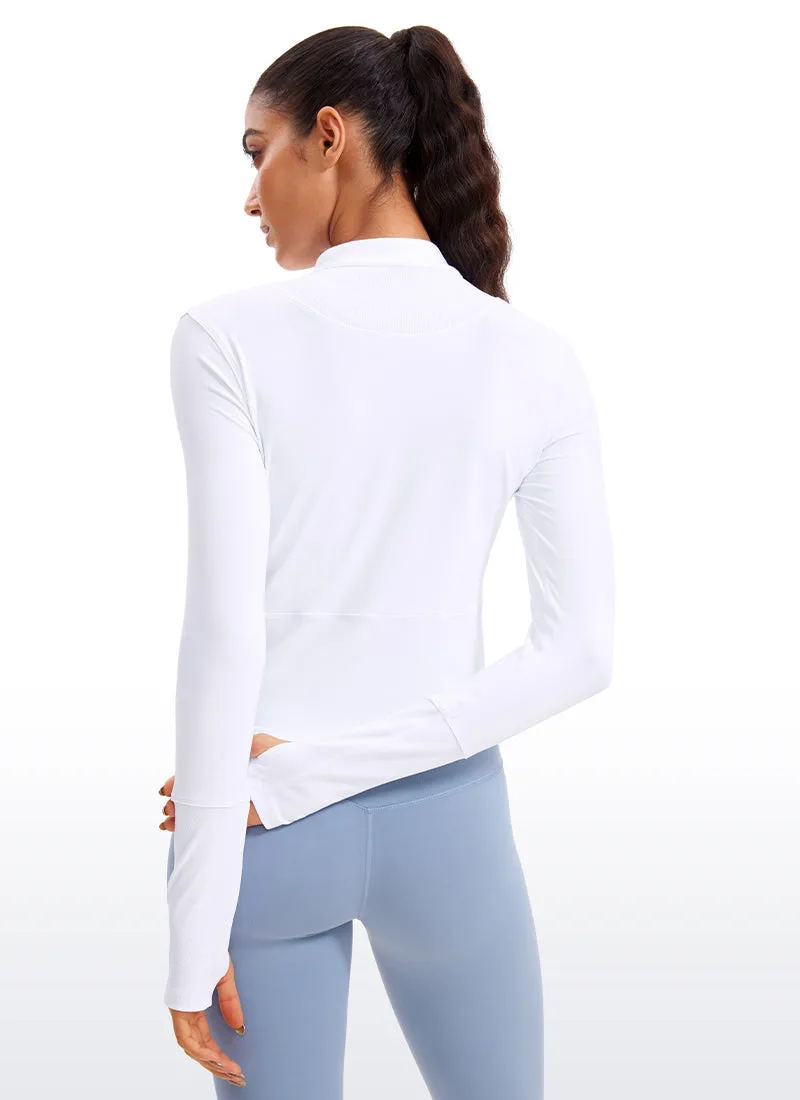 Brushed Half-Zip Long Sleeve Cropped