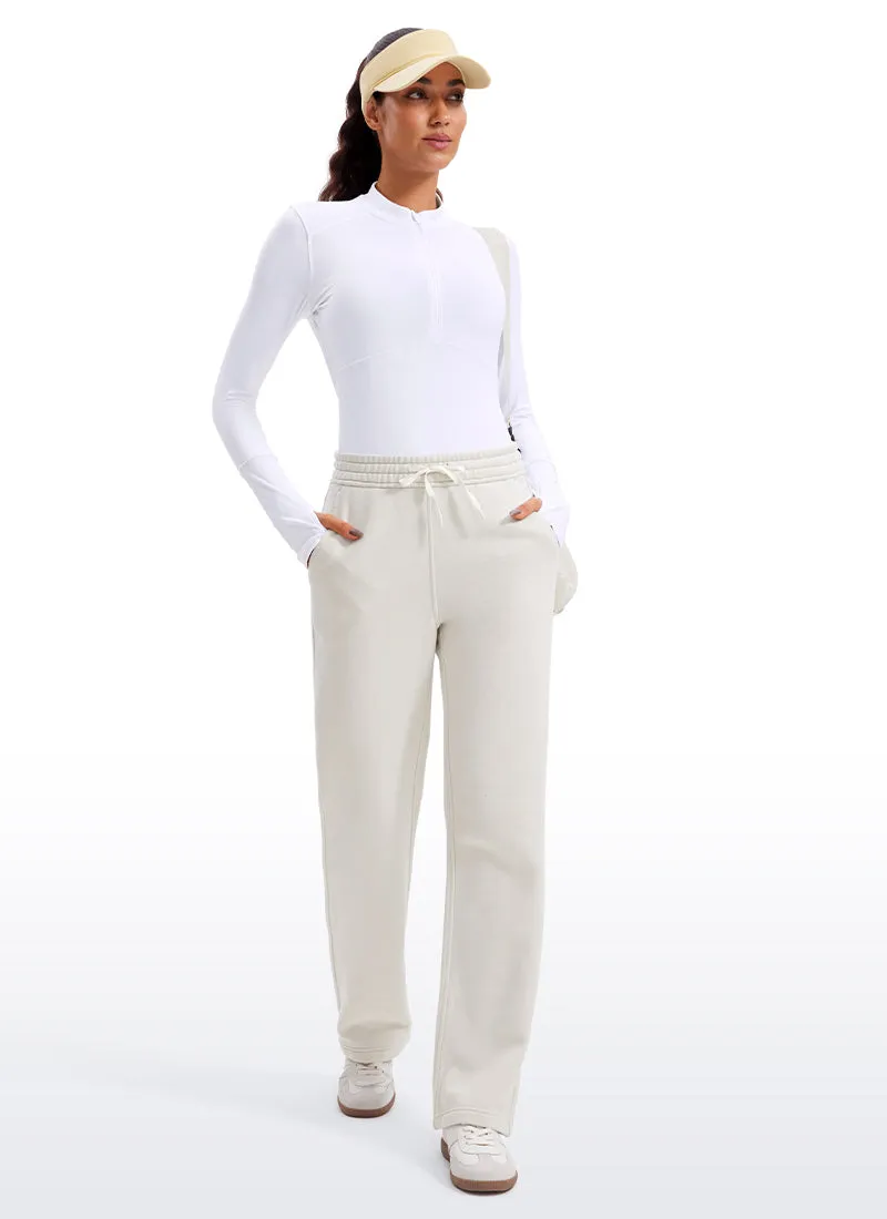 Brushed Half-Zip Long Sleeve Cropped