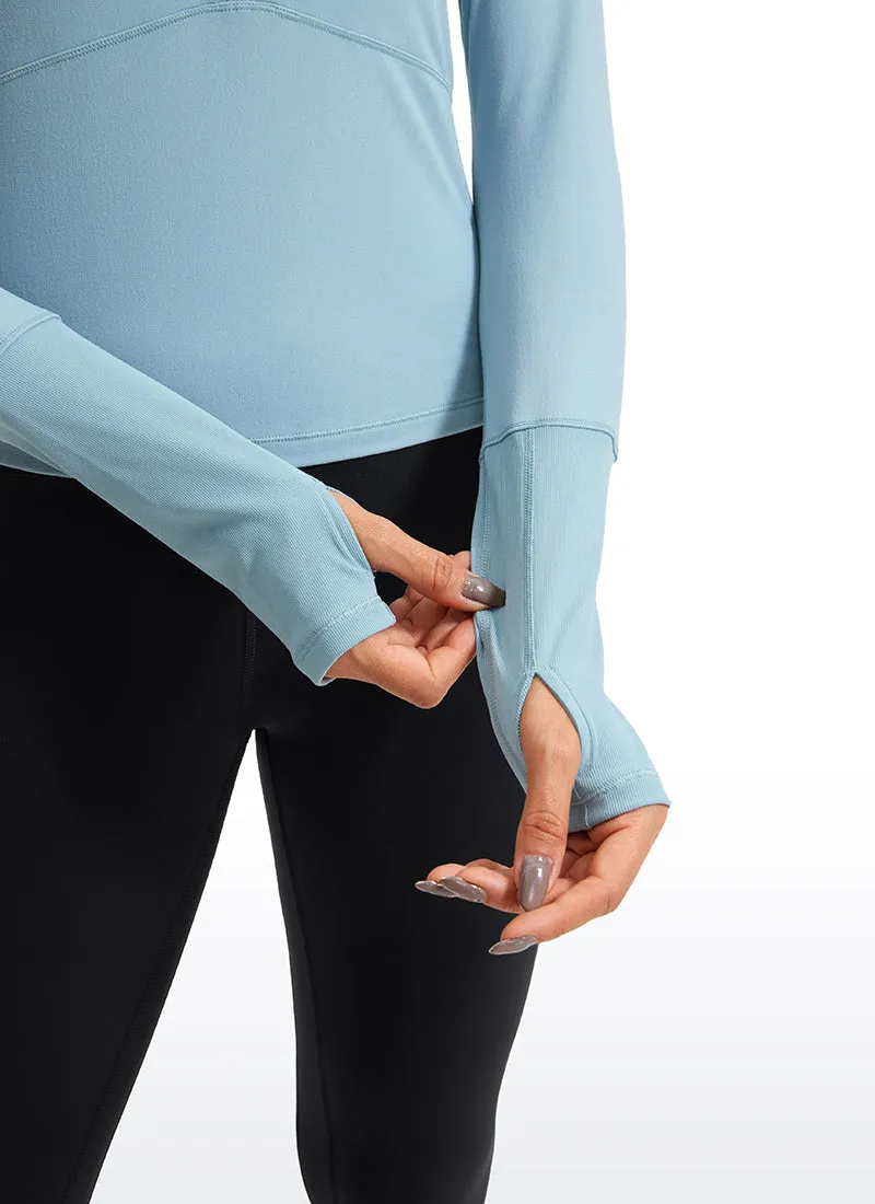 Brushed Half-Zip Long Sleeve Cropped
