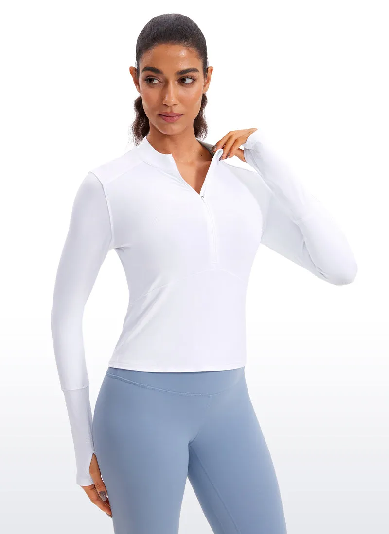 Brushed Half-Zip Long Sleeve Cropped