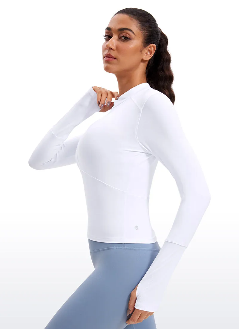 Brushed Half-Zip Long Sleeve Cropped