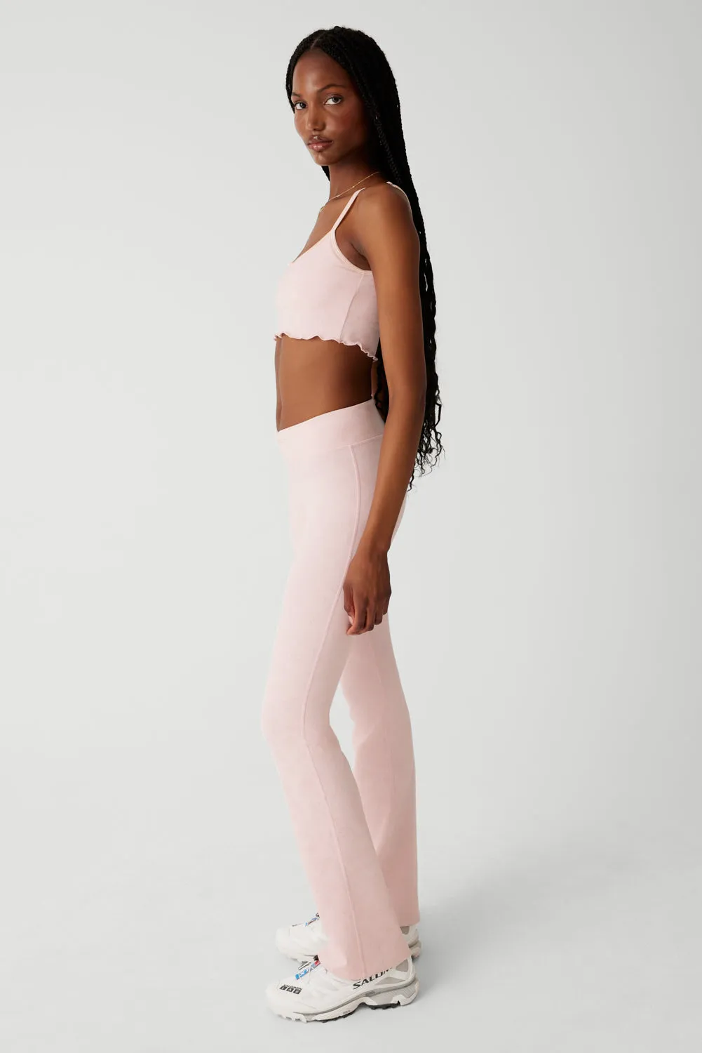 Clementine Low Waist Flare Legging - Pink Petals