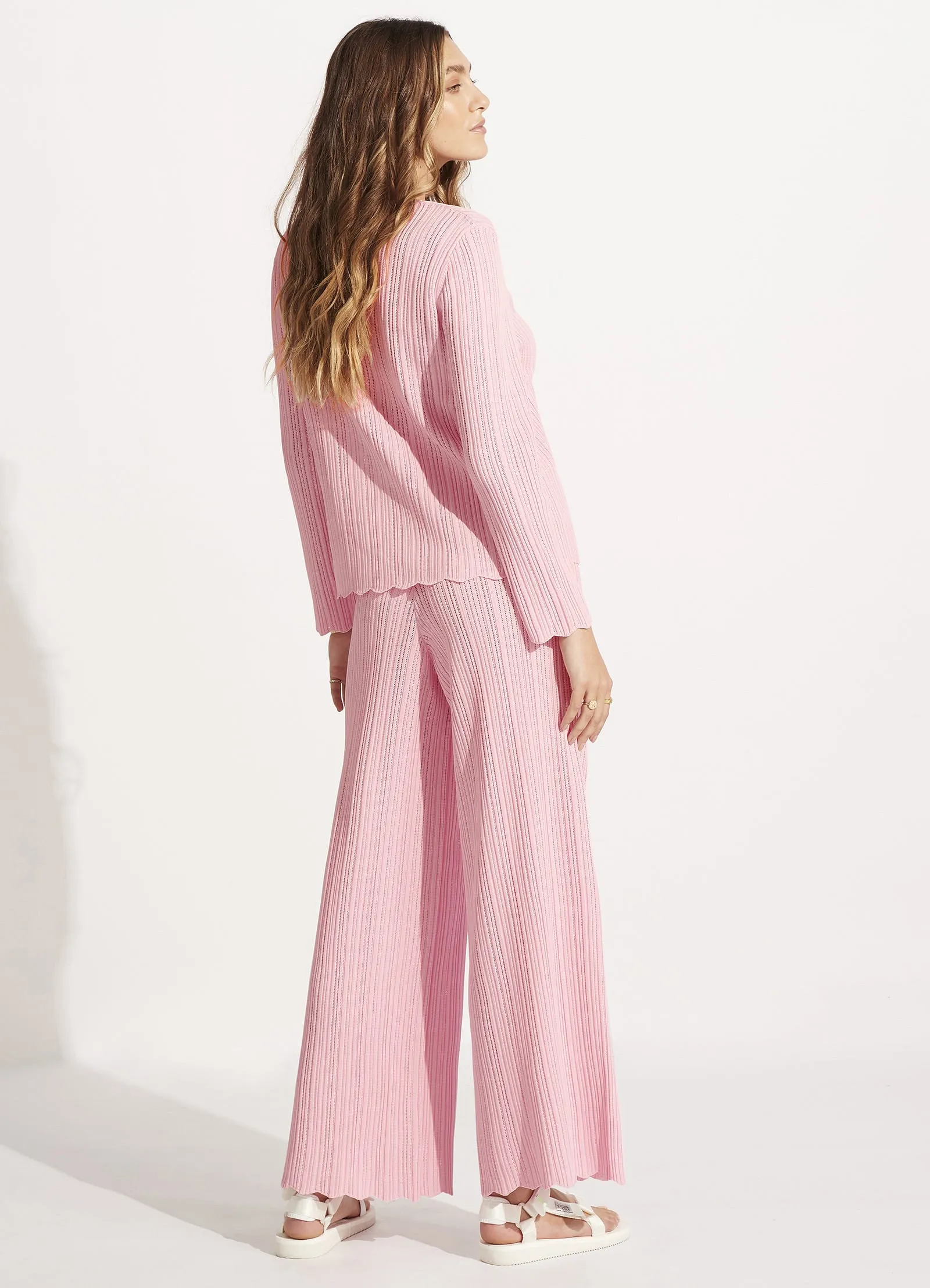 Crochet Knit Pant - Parfait Pink