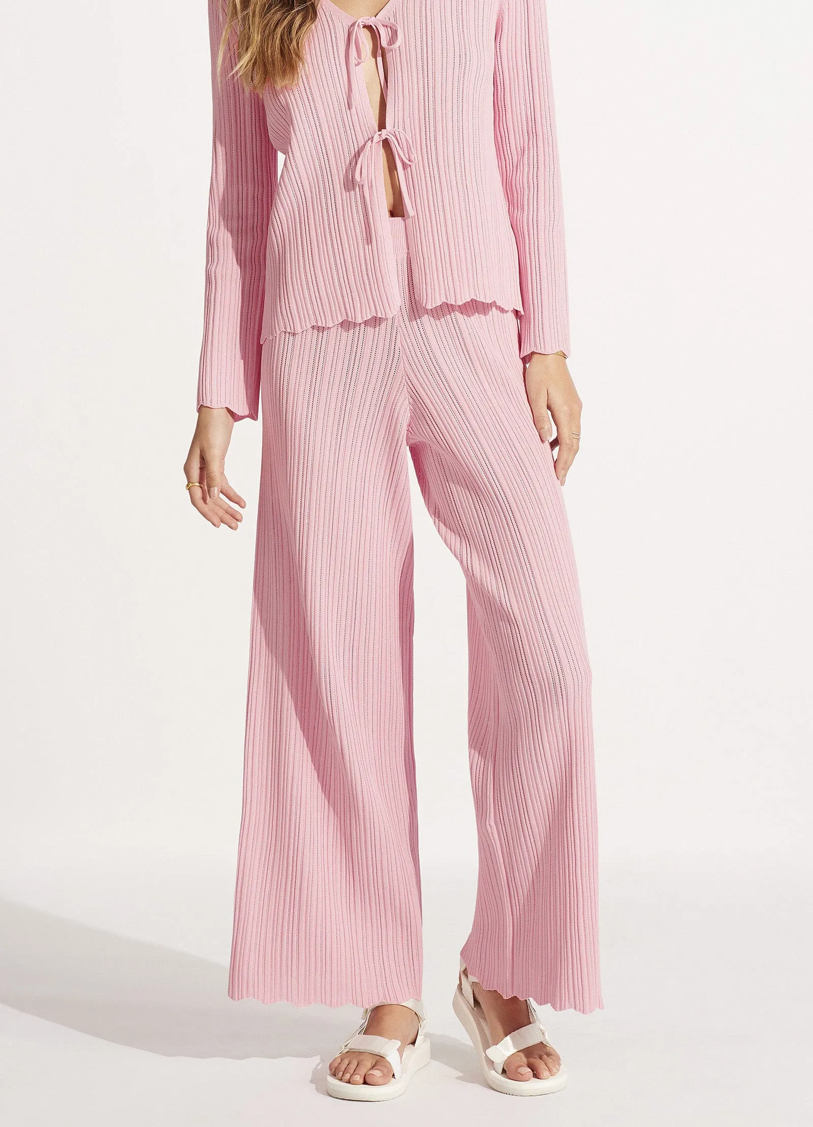 Crochet Knit Pant - Parfait Pink