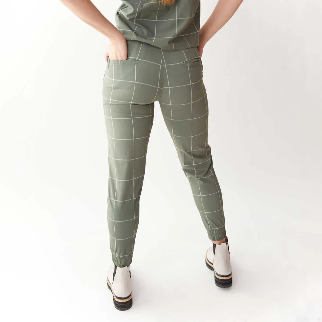 Destination Joggers, Sage Windowpane