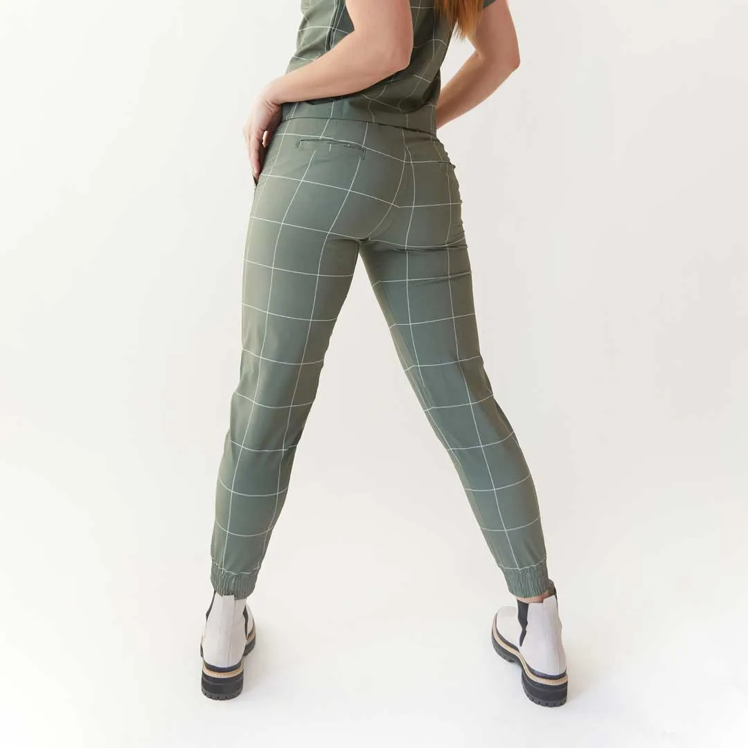 Destination Joggers, Sage Windowpane