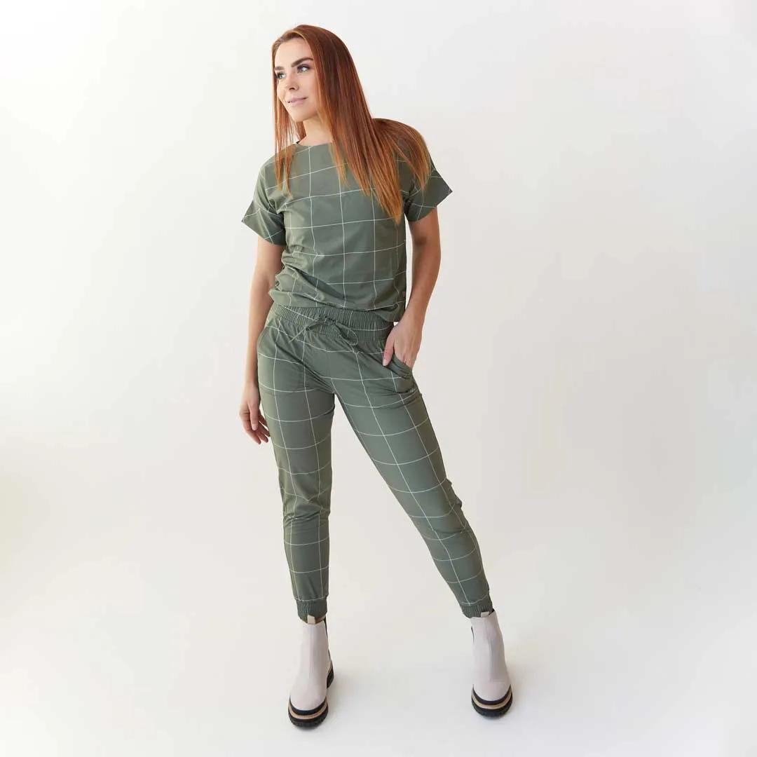 Destination Joggers, Sage Windowpane