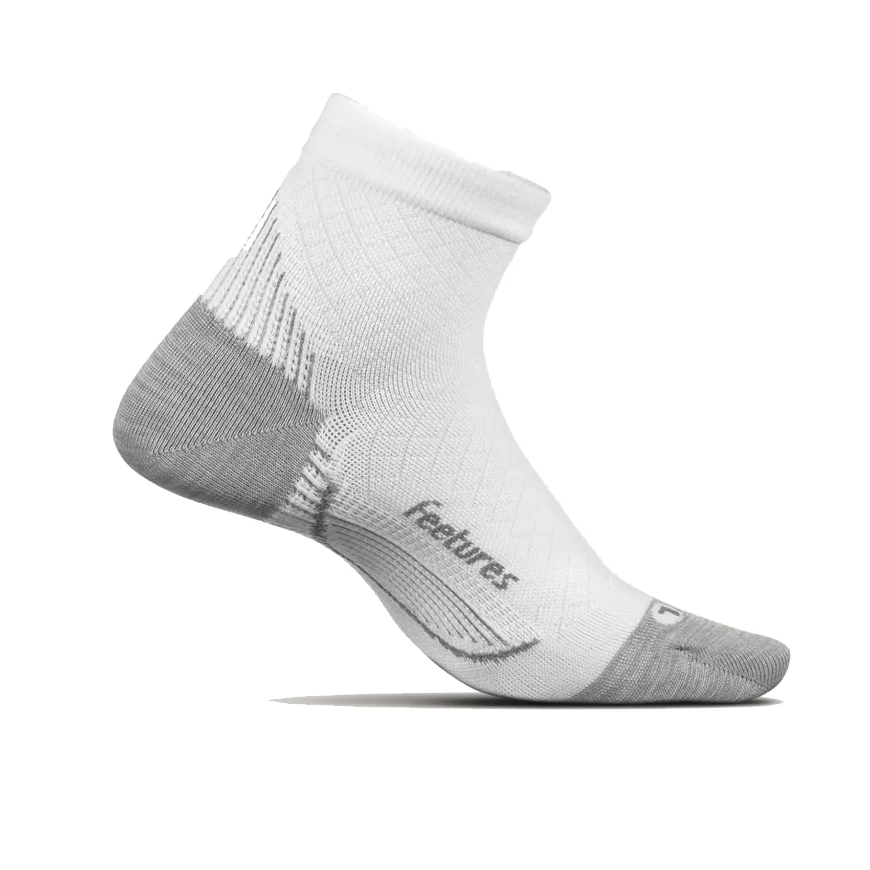 Feetures Plantar Fasciitis UltraLight Compression Sock Quarter - White