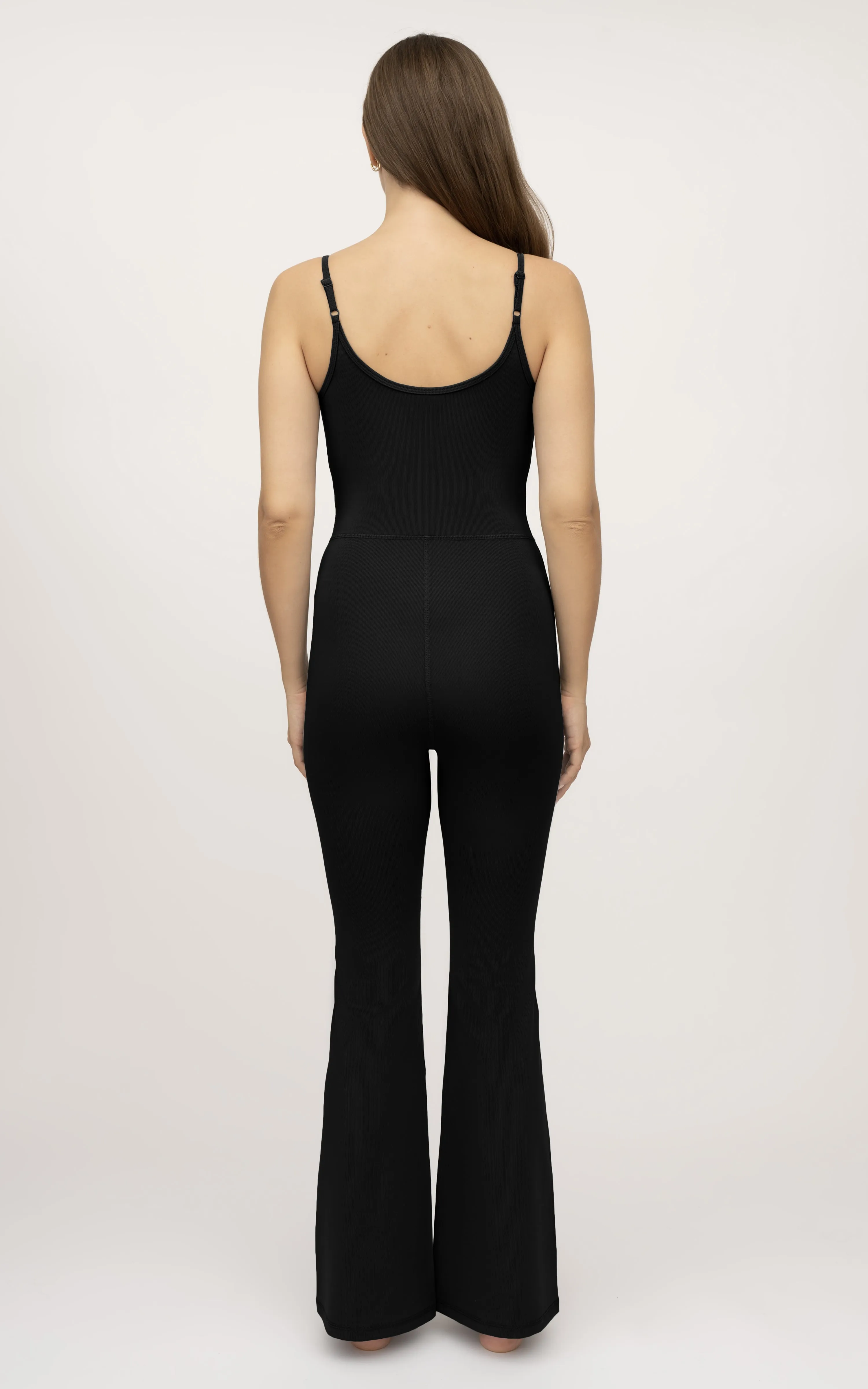 Illusion Ribbed Flare Jumpsuit
