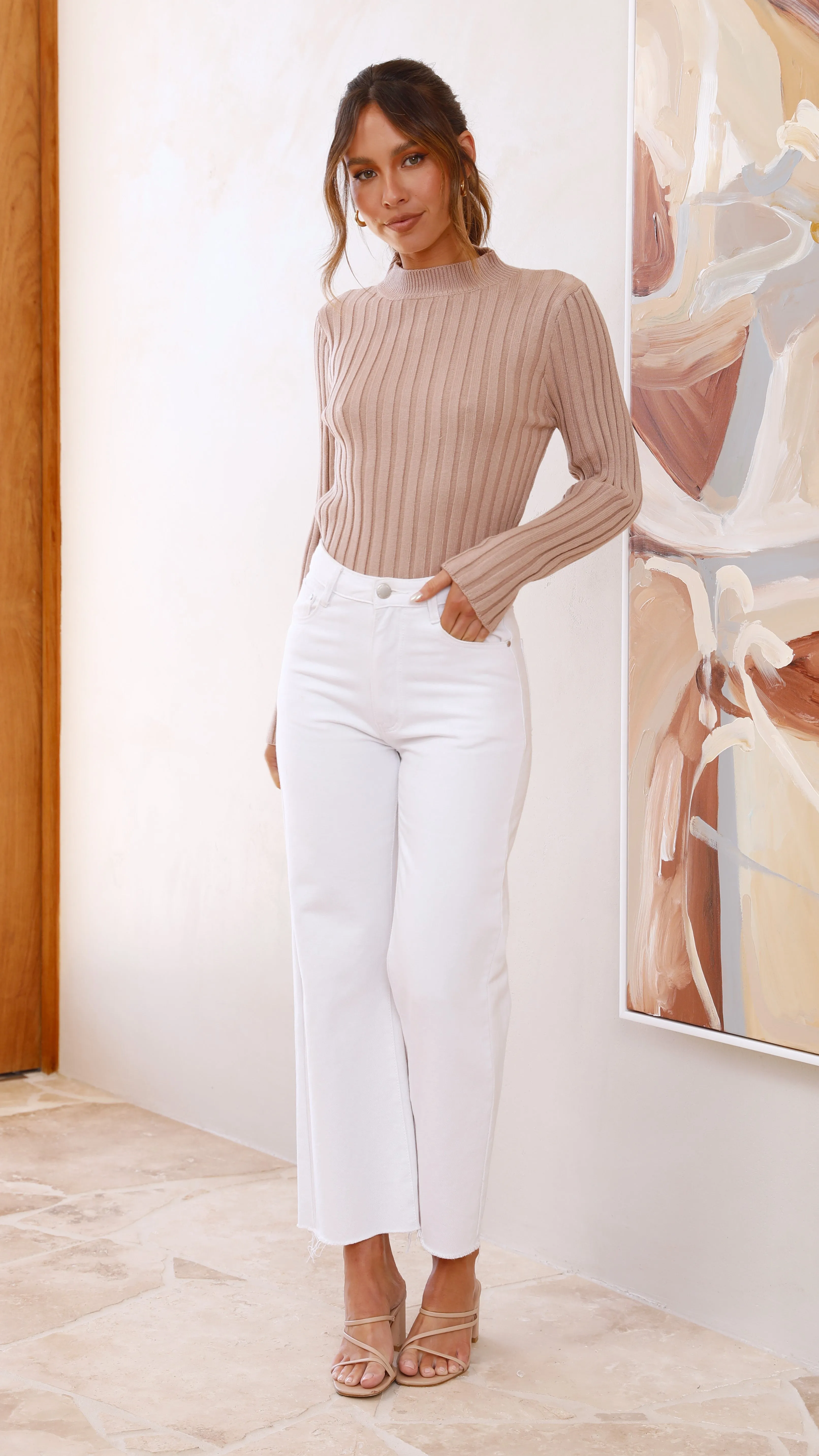 Imogen Long Sleeve Knit Crop - Mocha