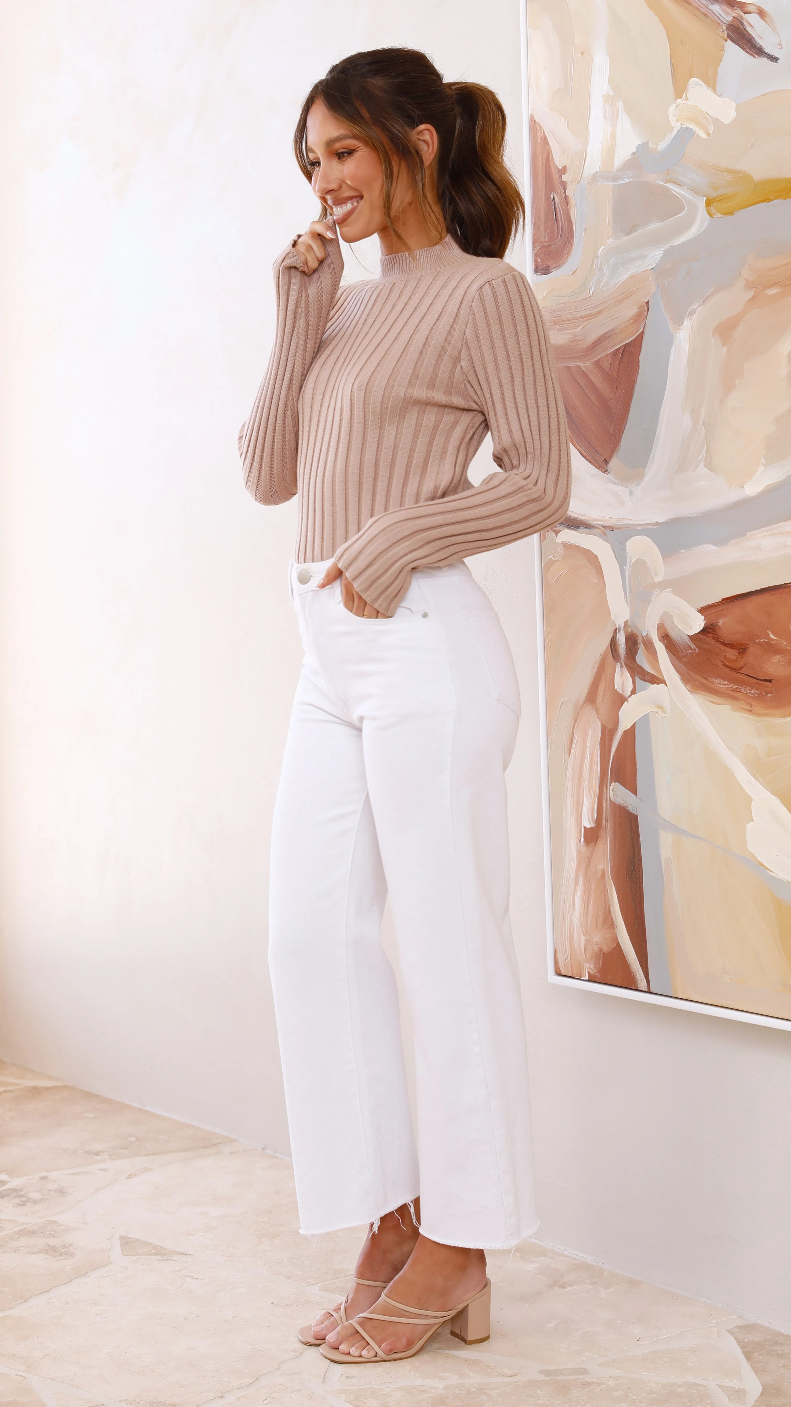 Imogen Long Sleeve Knit Crop - Mocha