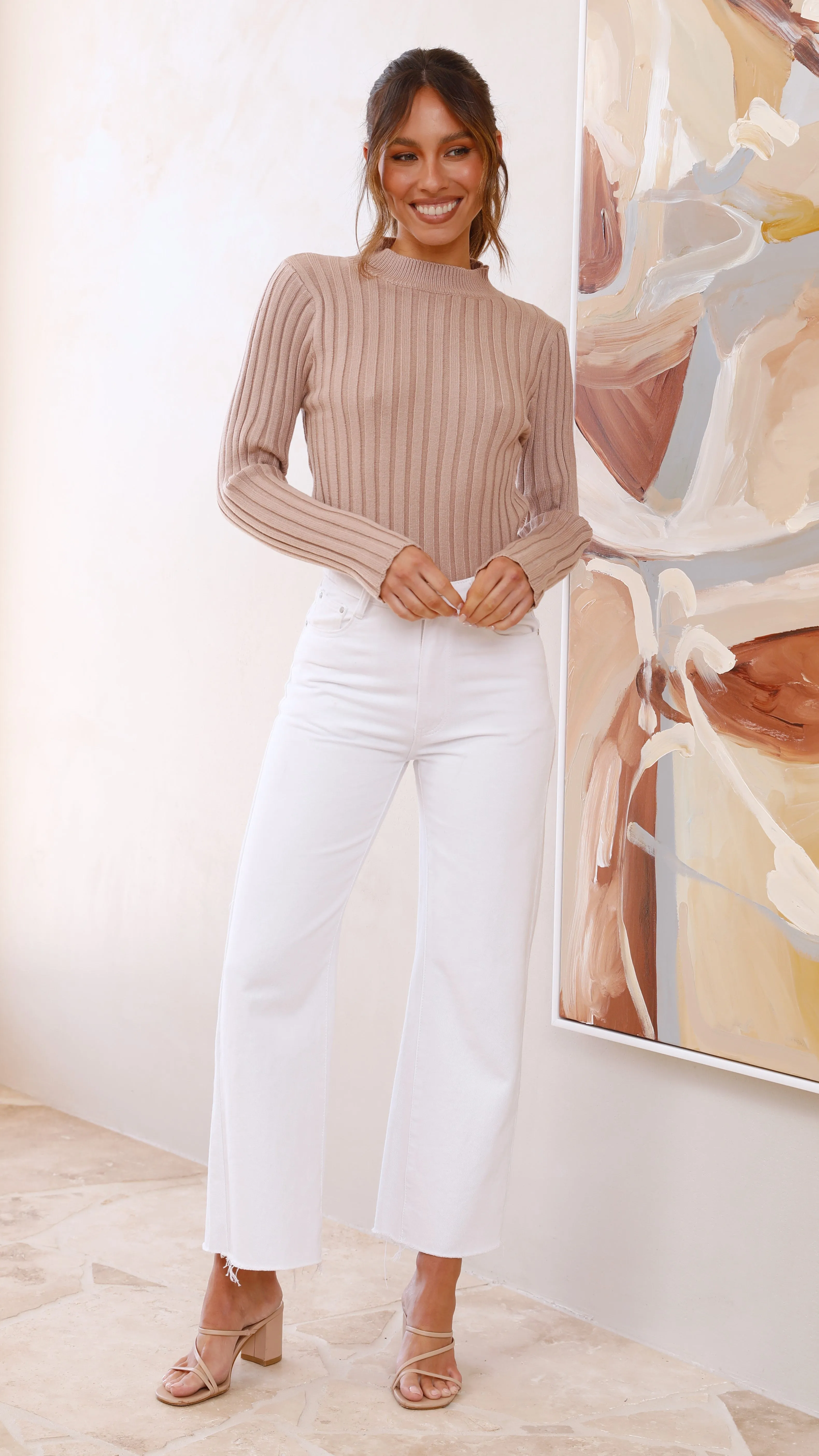 Imogen Long Sleeve Knit Crop - Mocha