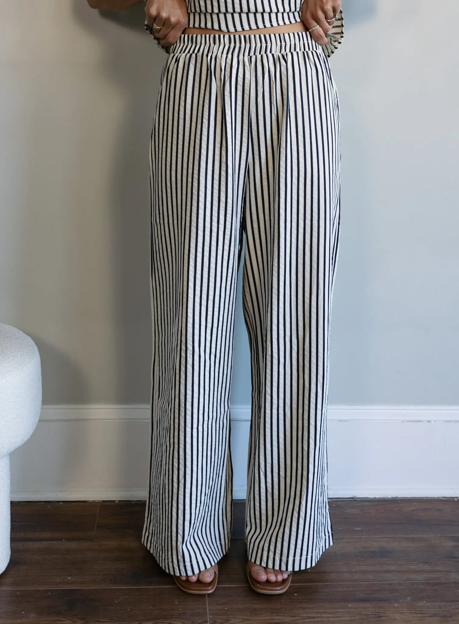 Lapis Striped Wide Leg Pants