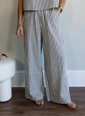 Lapis Striped Wide Leg Pants