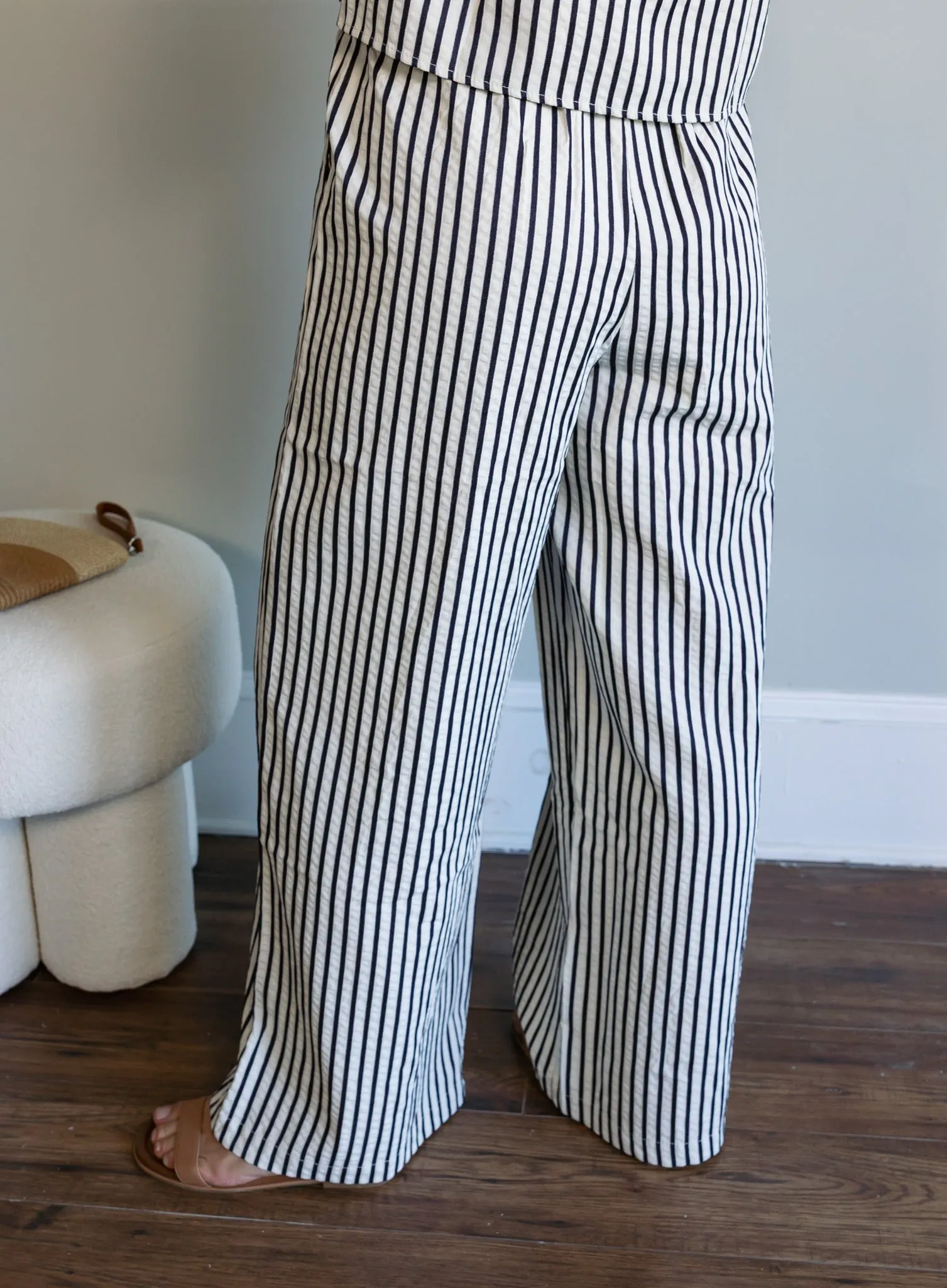 Lapis Striped Wide Leg Pants