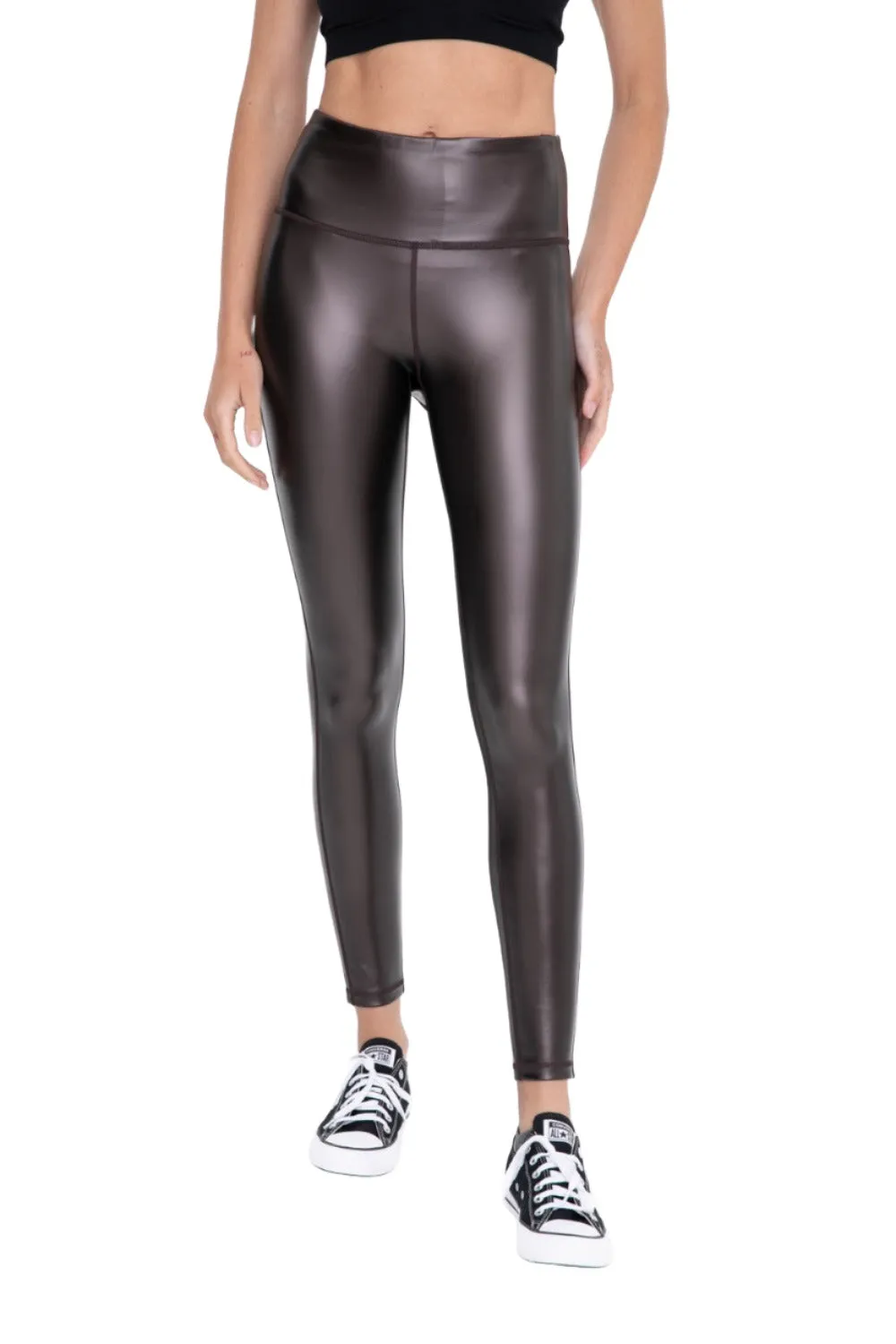 Mono B Glossy Liquid Leggings APH2928 Brown Gloss