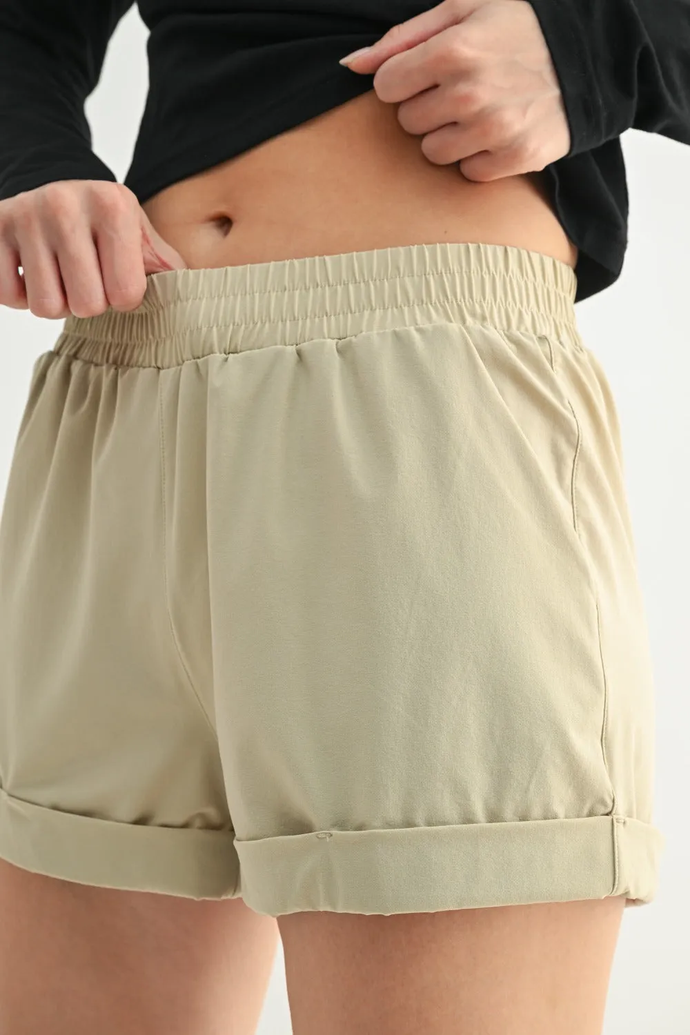 Mono B High Waist Cuffed Casual Shorts AP-A1230