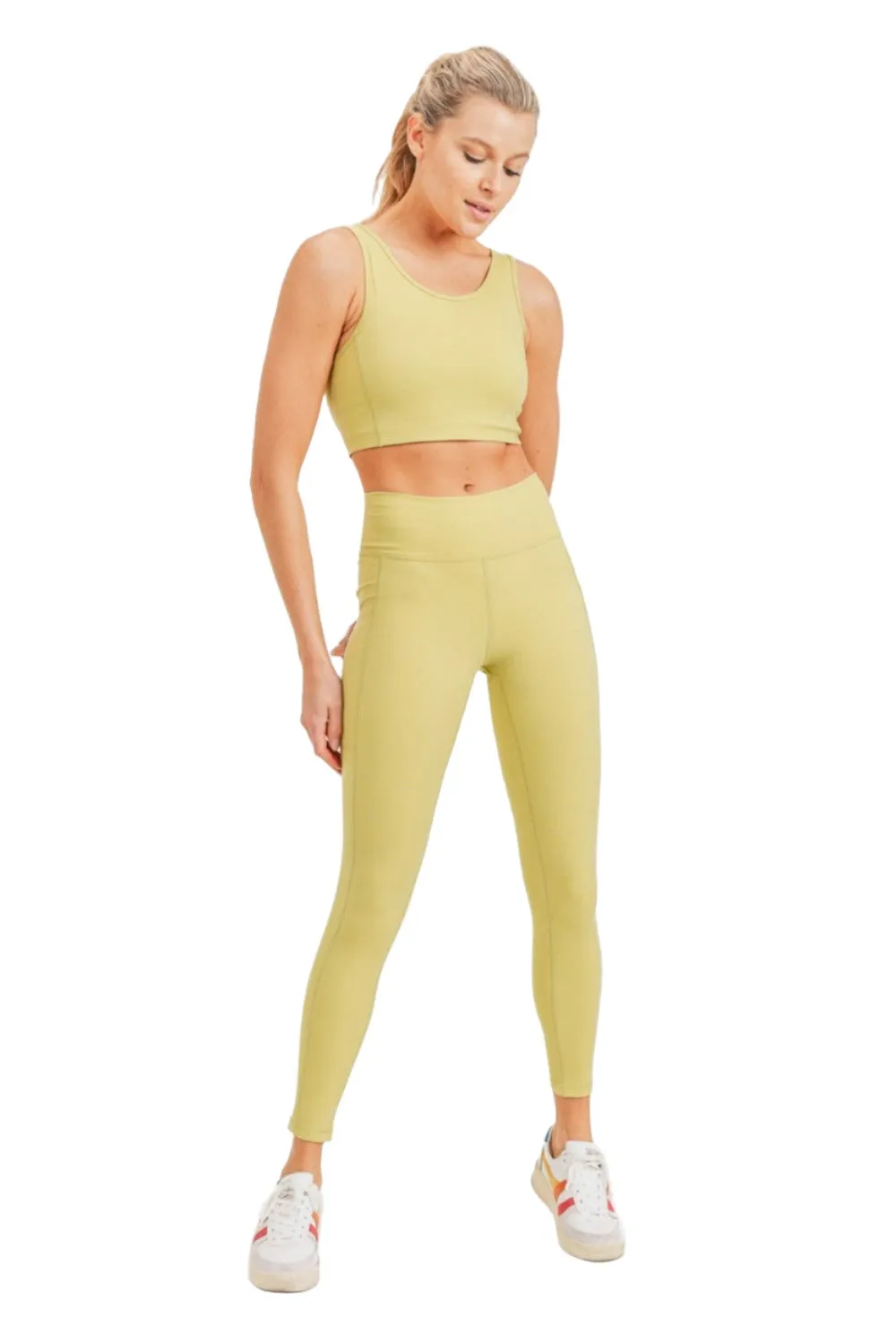 Mono B Lycra-Blend Essential Sweetheart Back High Waist Leggings APH2757