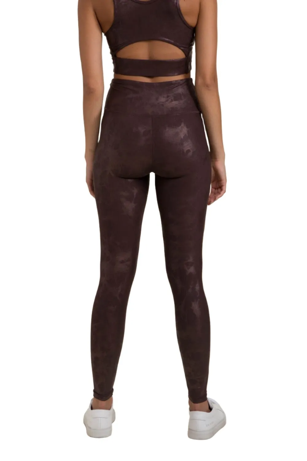 Mono B Metallic Foil Printed High-Waist Leggings APH2873 and Plus