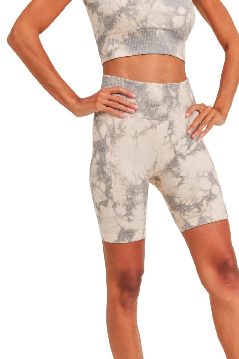 Mono B Ribbed Seamless Tie-Dyed Biker Shorts APH3170