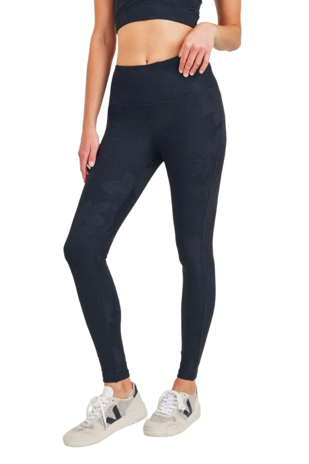 Mono B Textured Flower Jacquard Highwaist Leggings APH8078