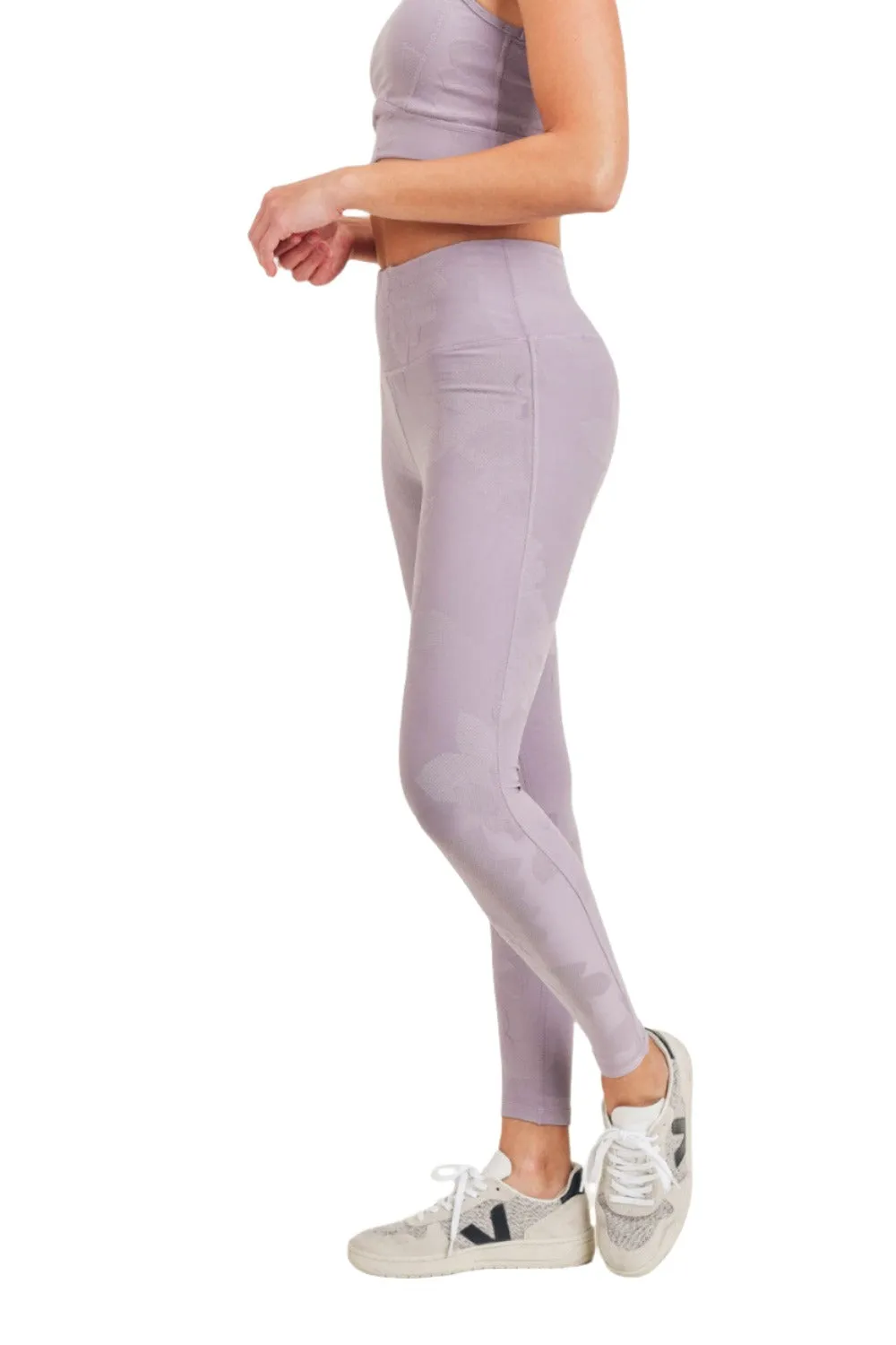 Mono B Textured Flower Jacquard Highwaist Leggings APH8078
