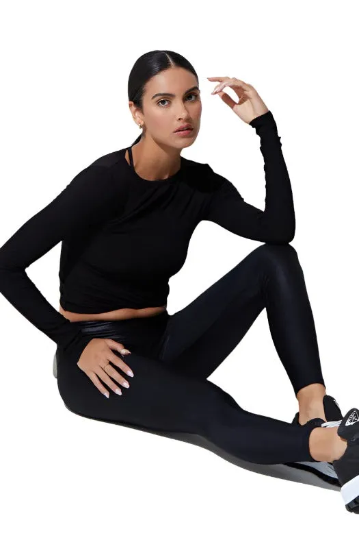 Noli Wrap Top Rib Black