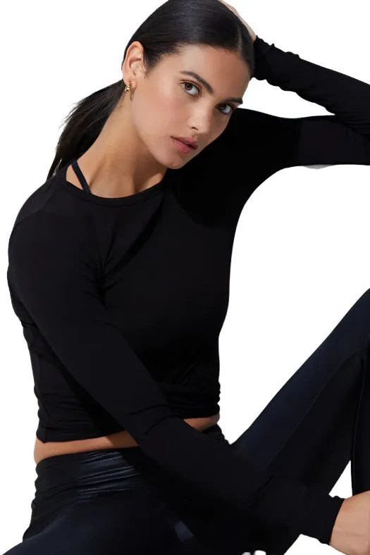 Noli Wrap Top Rib Black