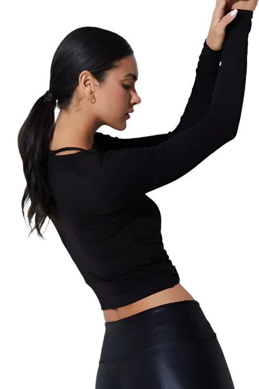 Noli Wrap Top Rib Black