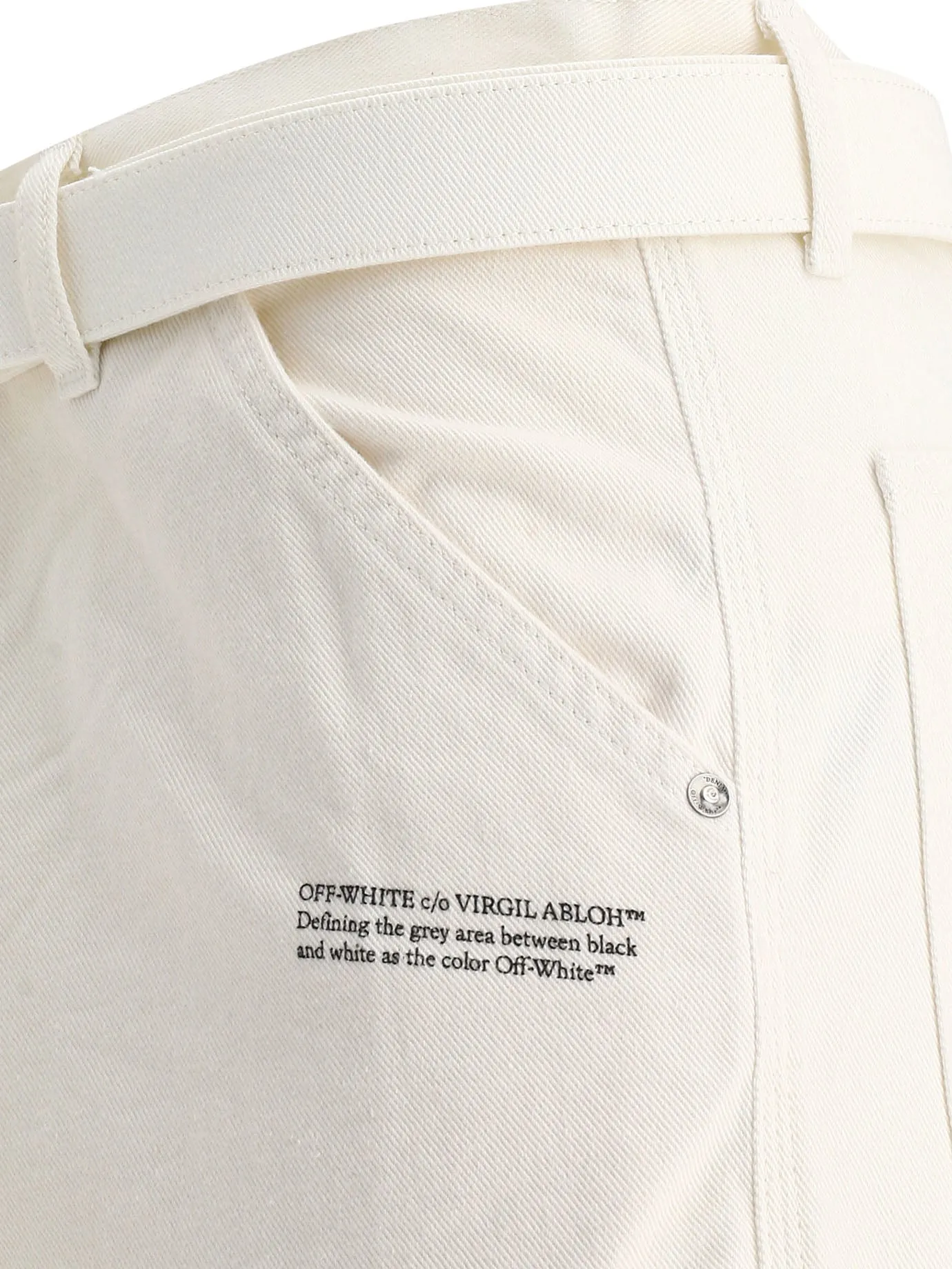 Off-White High Waist Wide Leg Denim Trousers