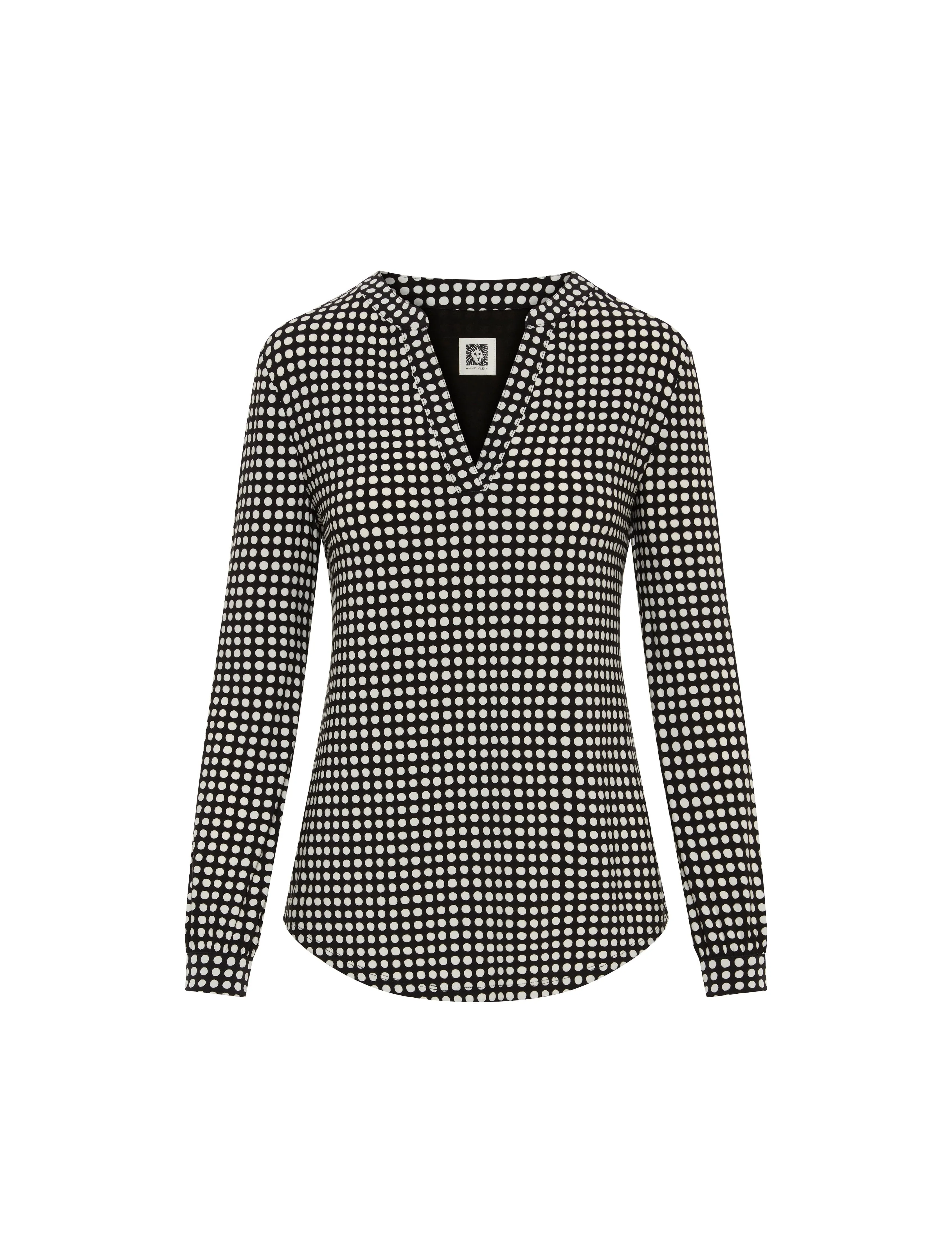 Pearly Dot Long Sleeve Split Neck Blouse- Sale