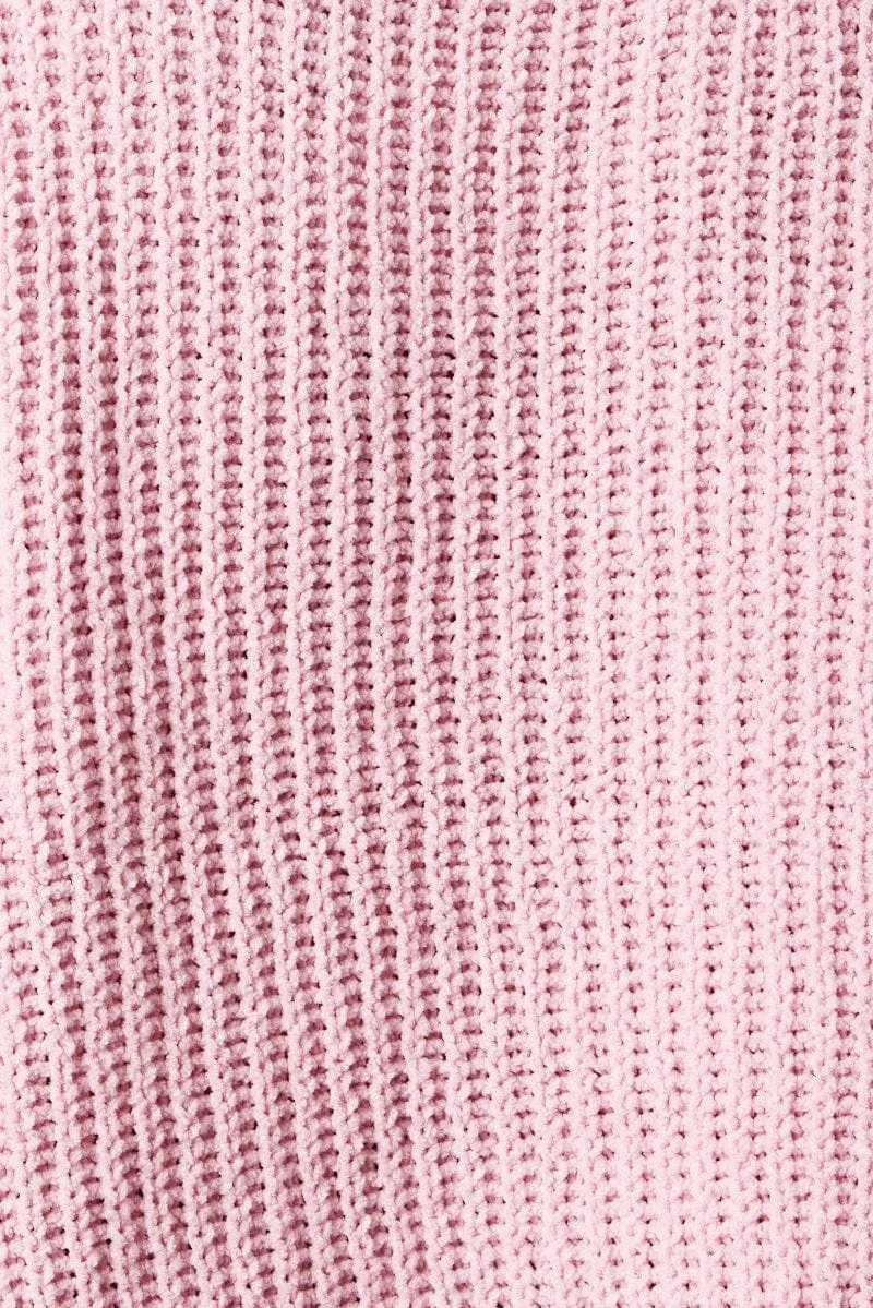 Pink Knit Top Long Sleeve Chenille