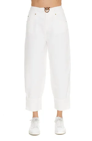 Pinko Logo Plaque High Waist Tapered Trousers