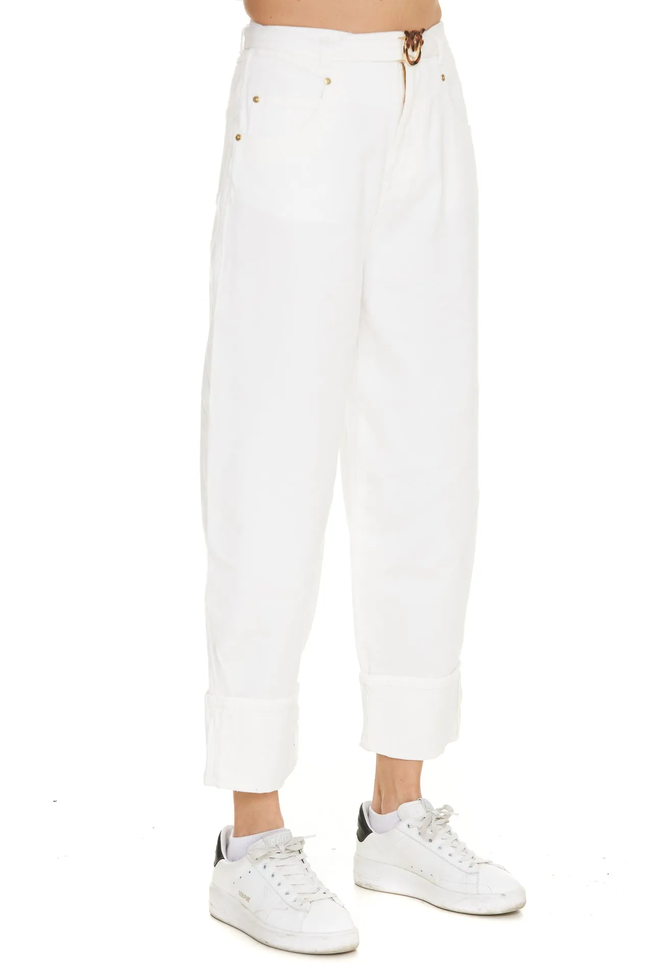 Pinko Logo Plaque High Waist Tapered Trousers