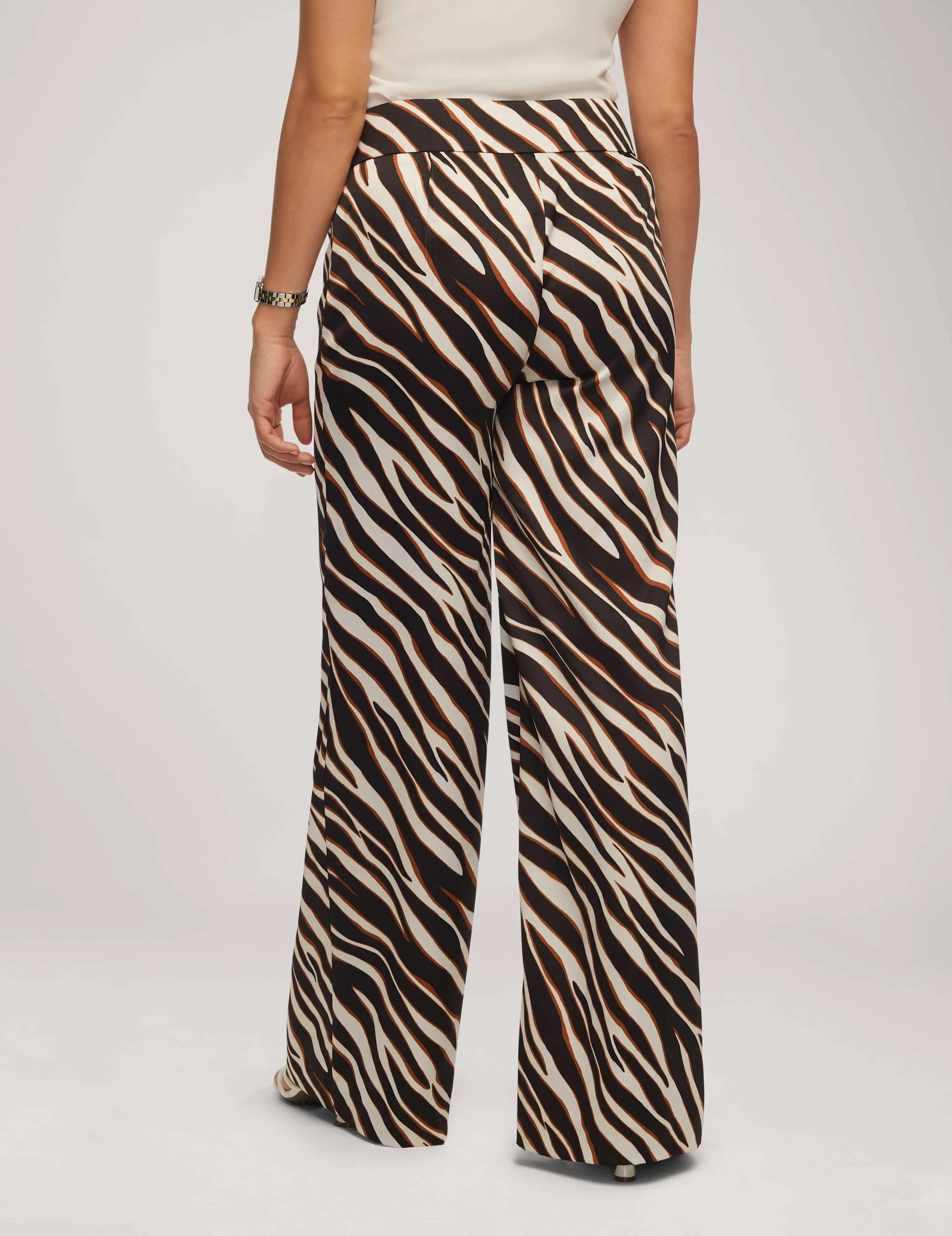 Printed Satin High Rise Side Zip Wide Leg Pant- Sale