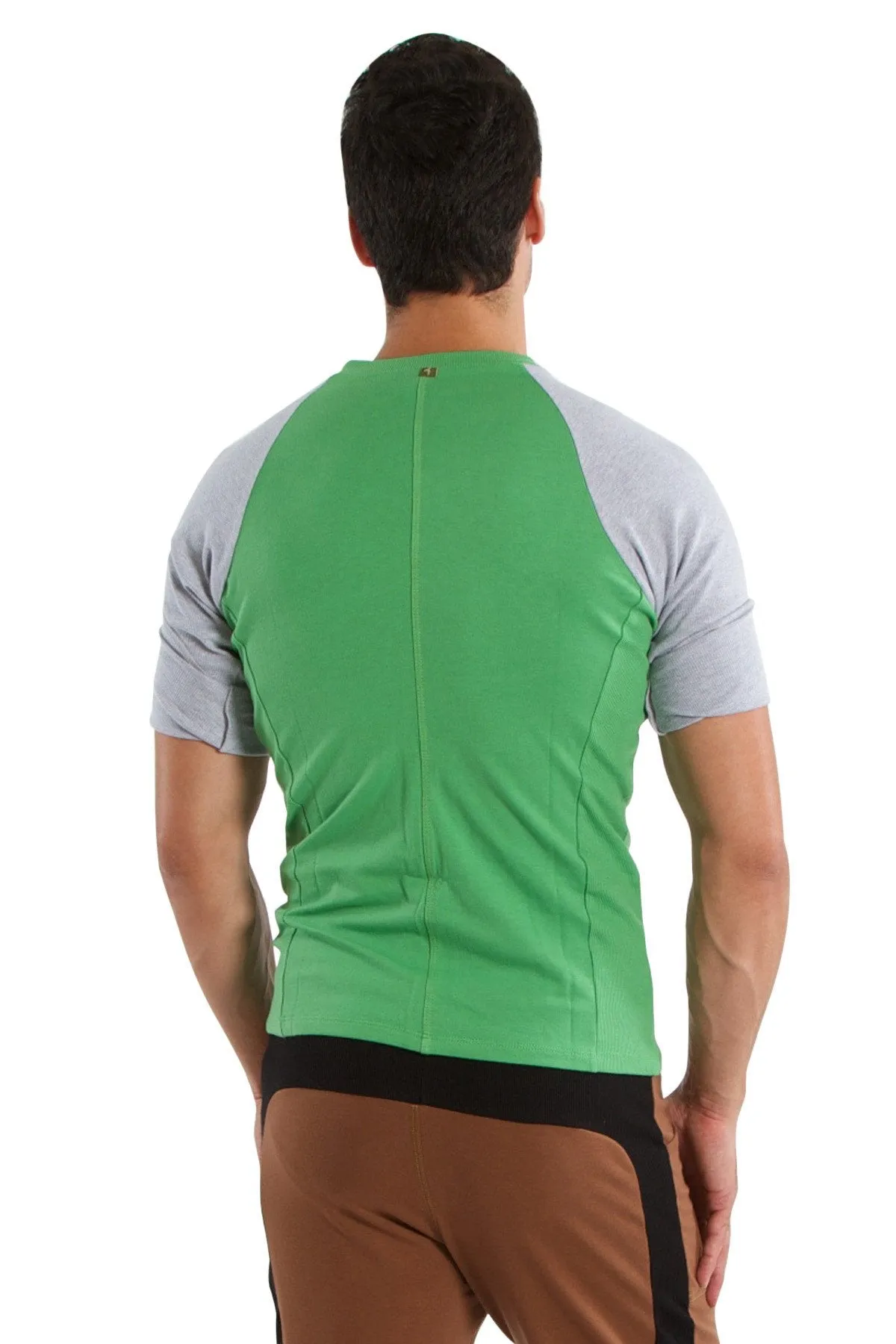 Raglan Virtual Crew Neck (Bamboo Green w/Grey)