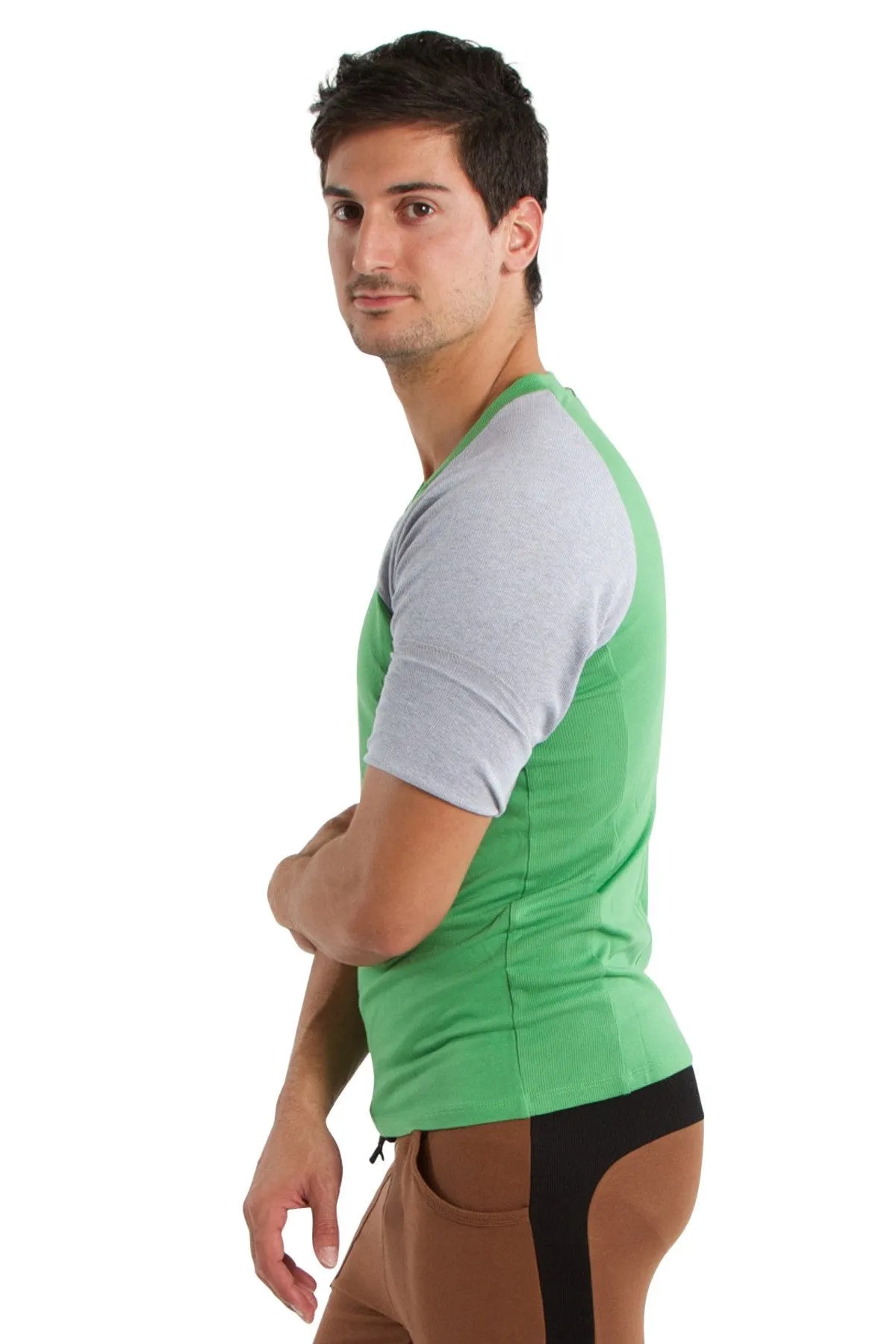 Raglan Virtual Crew Neck (Bamboo Green w/Grey)