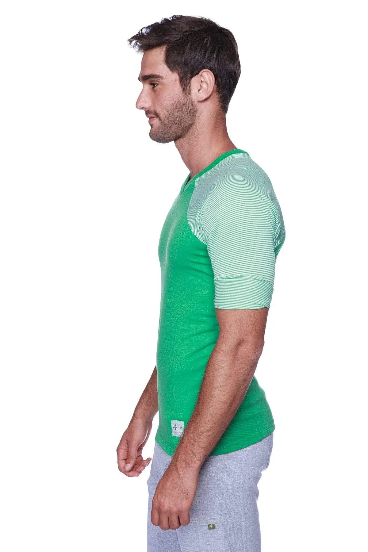 Raglan Virtual Crew Neck (Green w/ Green & White Stripe)