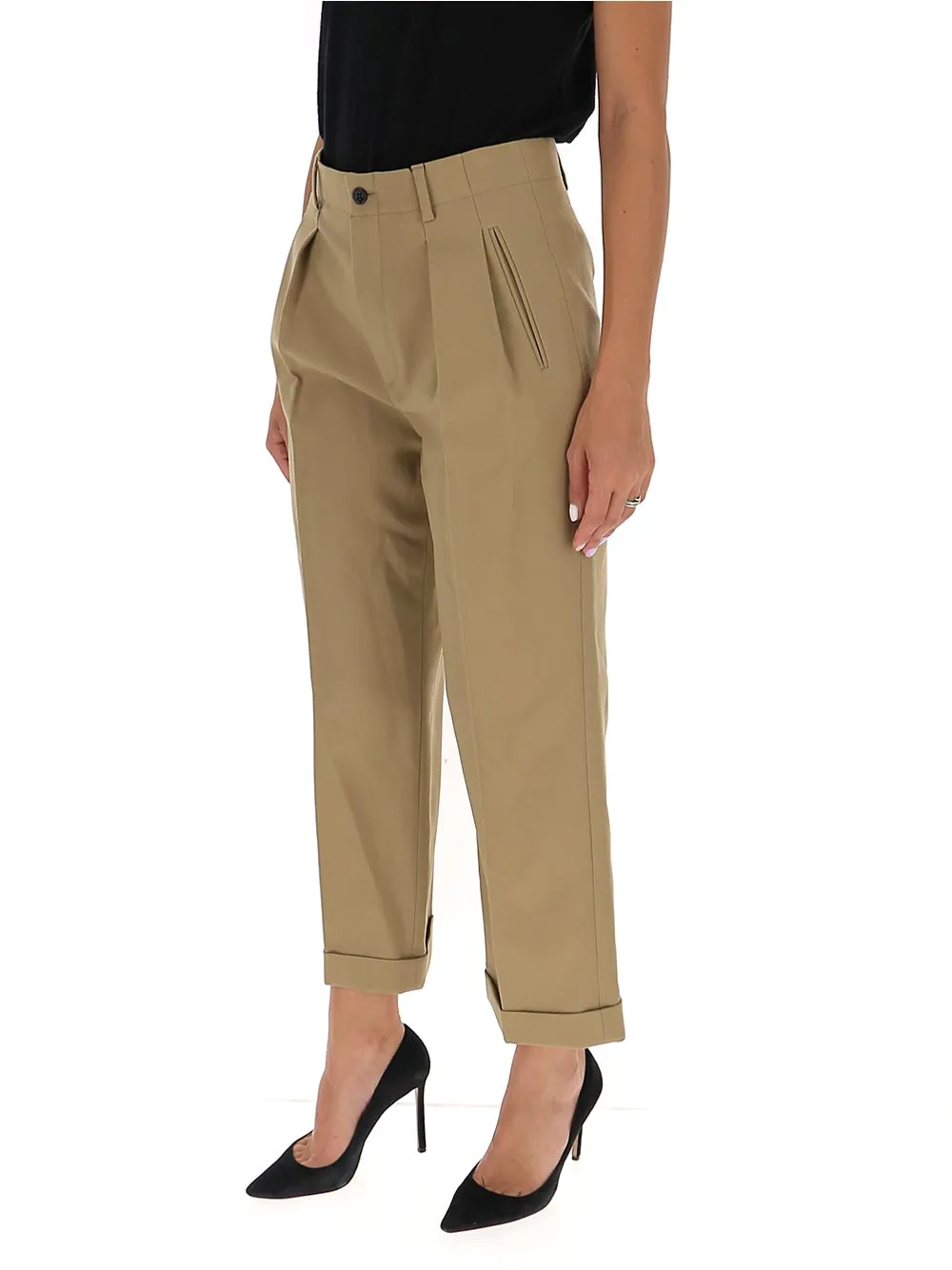 Saint Laurent High-Waisted Cropped Trousers