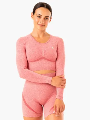 Staples Seamless Long Sleeve Top - Pink Marl