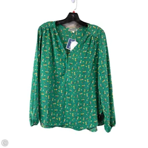 Top Long Sleeve By Pleione In Green & Yellow, Size: L