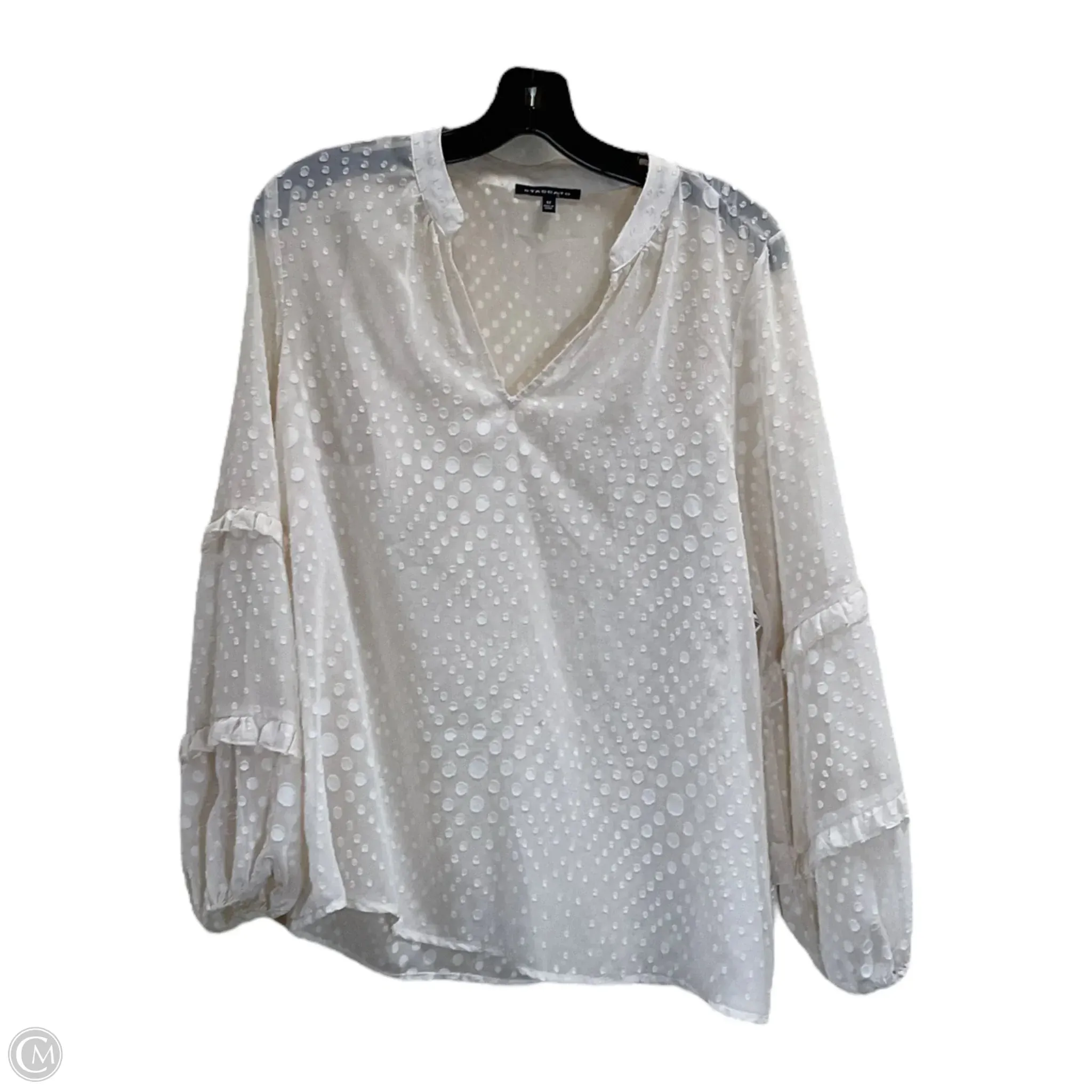 Top Long Sleeve By Staccato In Cream, Size: M