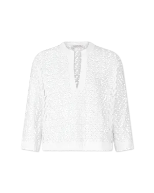 V Pattern Lace Long Sleeve Top