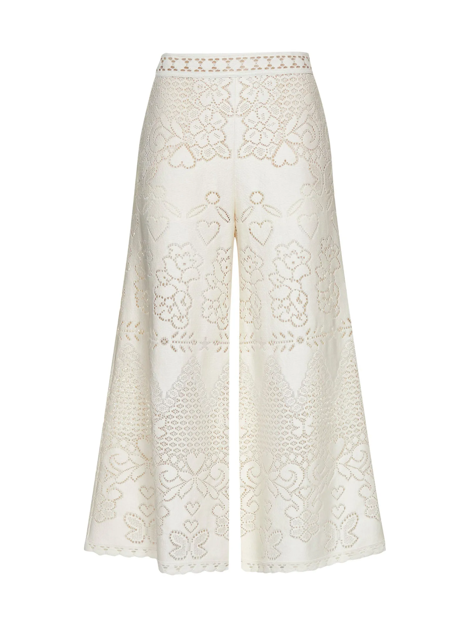 Valentino High Waist Wide Leg Lace Trousers